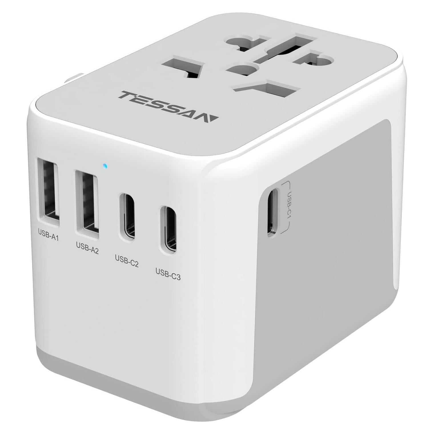 Adaptador de Viaje Universal TESSAN 5.6A 3 USB C 2 USB A