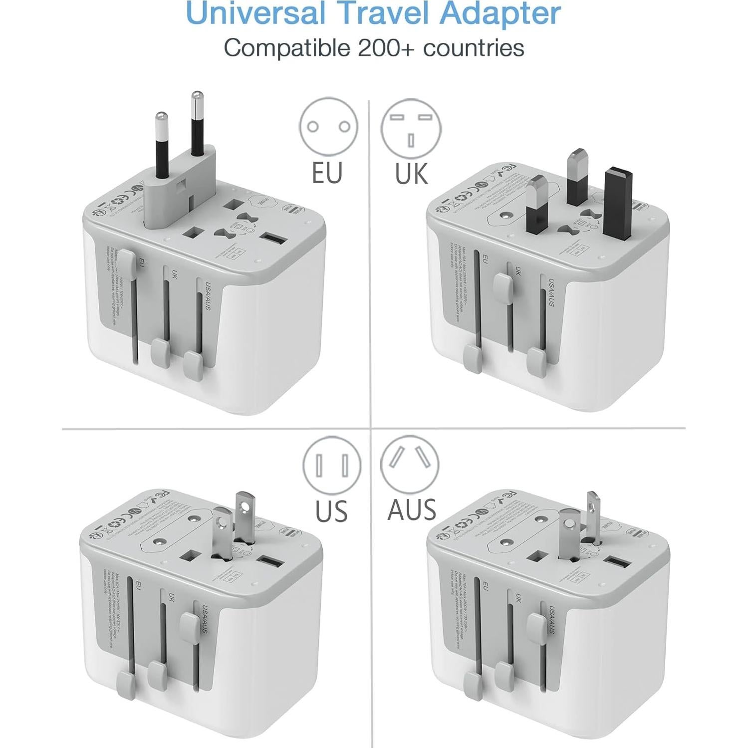 Adaptador de Viaje Universal TESSAN 5.6A 3 USB C 2 USB A