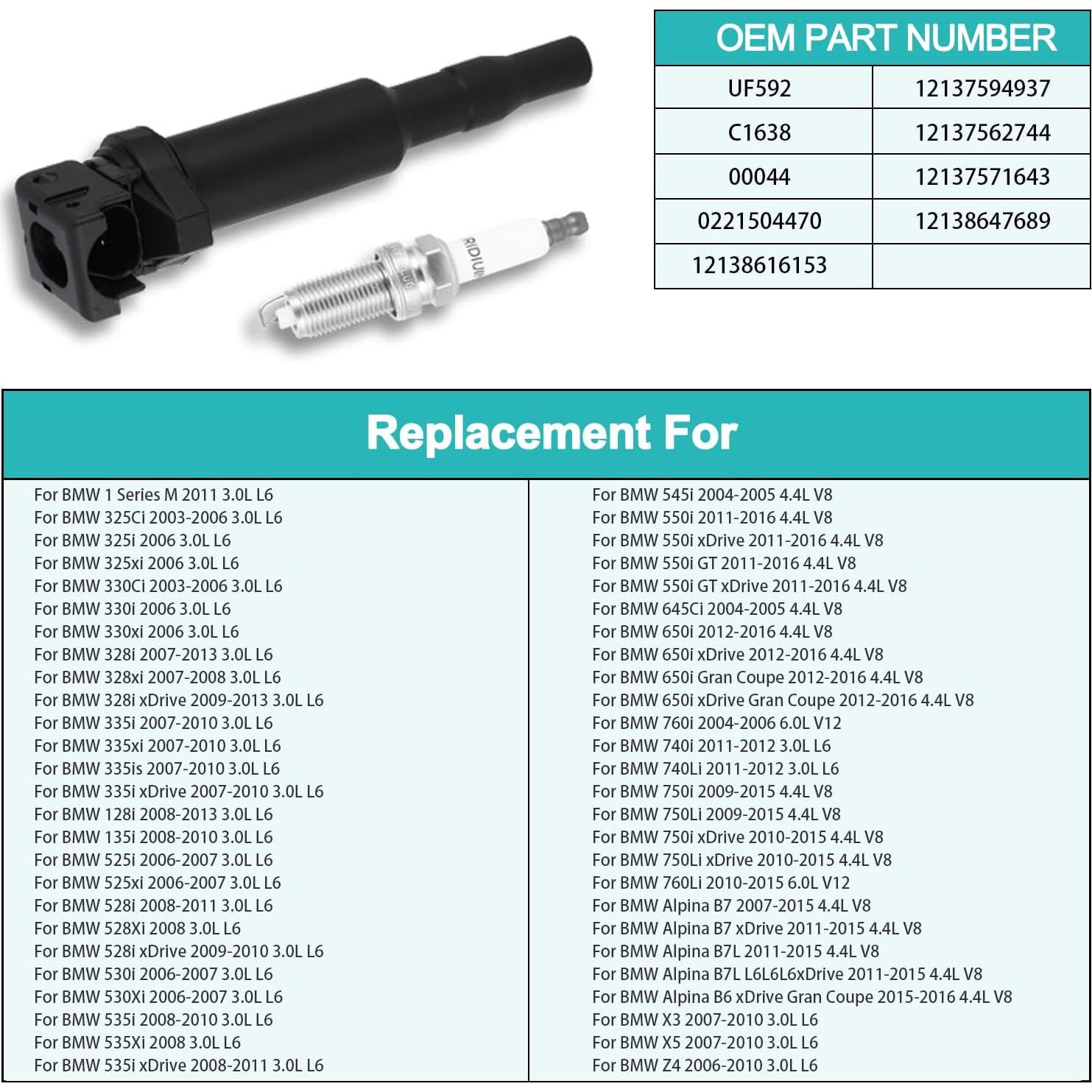 Juego de 6 Bobinas de Encendido y Bujías AULINK para BMW