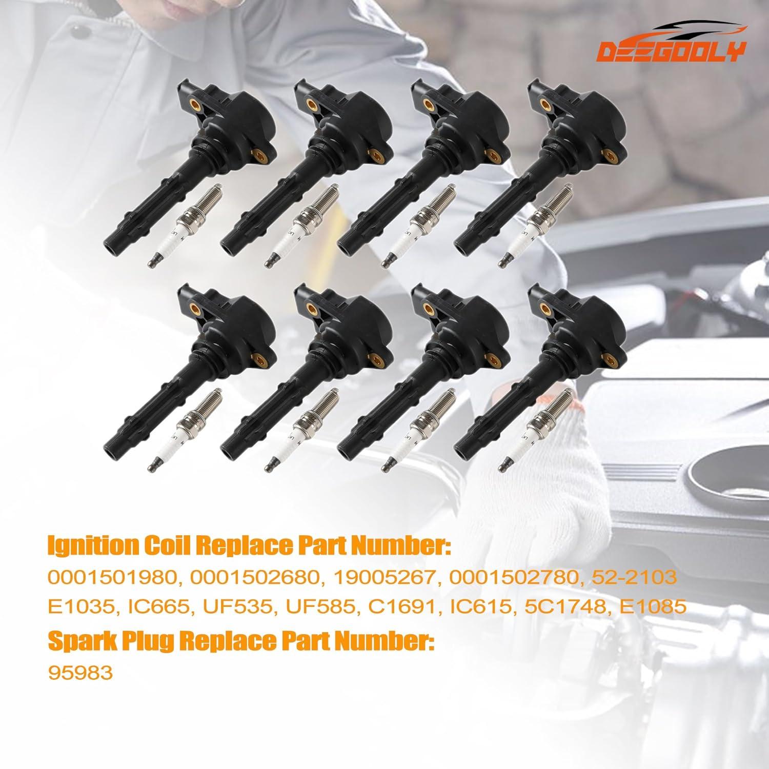 Paquete de 8 Bobinas de Encendido UF535 y Bujías Iridio DEEGOOLY