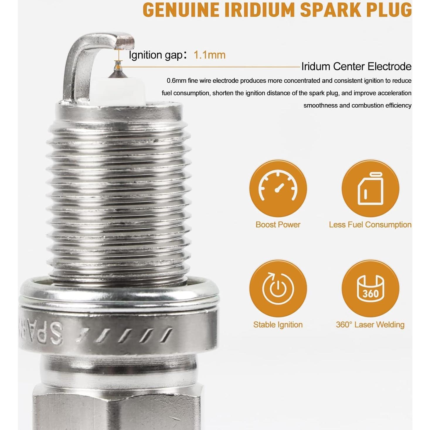 Paquete de 8 Bobinas de Encendido UF535 y Bujías Iridio DEEGOOLY