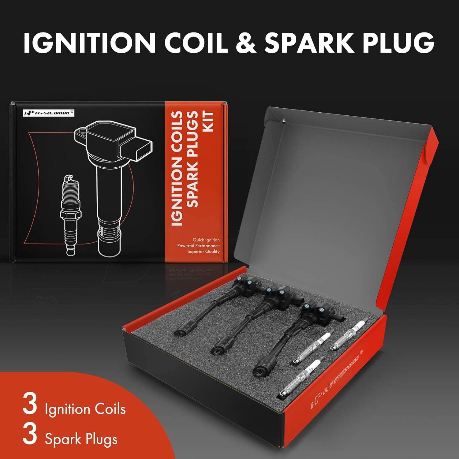 Juego de 3 Bobinas de Encendido y Bujías Iridio A-Premium para Ford