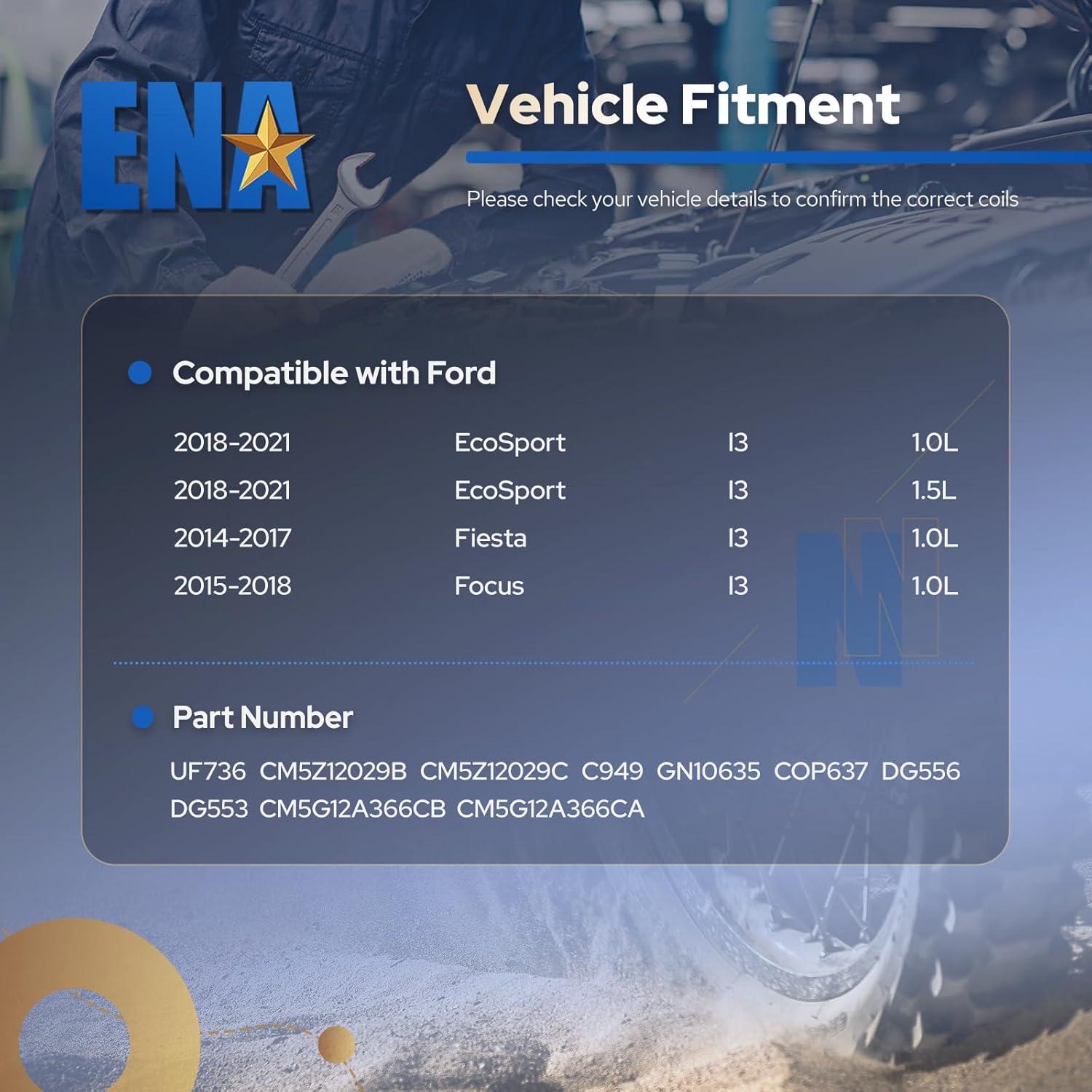 Bobinas de Encendido ENA UF736 Juego de 3 para Ford 1.0L 1.5L