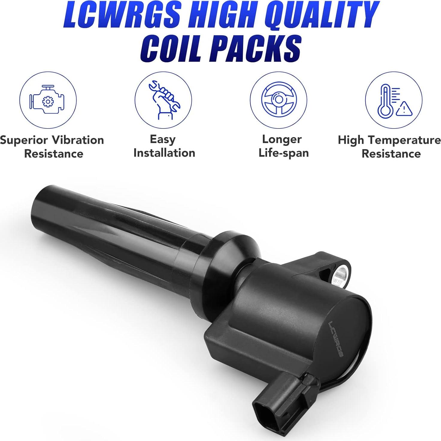 Juego de 4 Bobinas de Encendido y Bujías LCWRGS para Ford