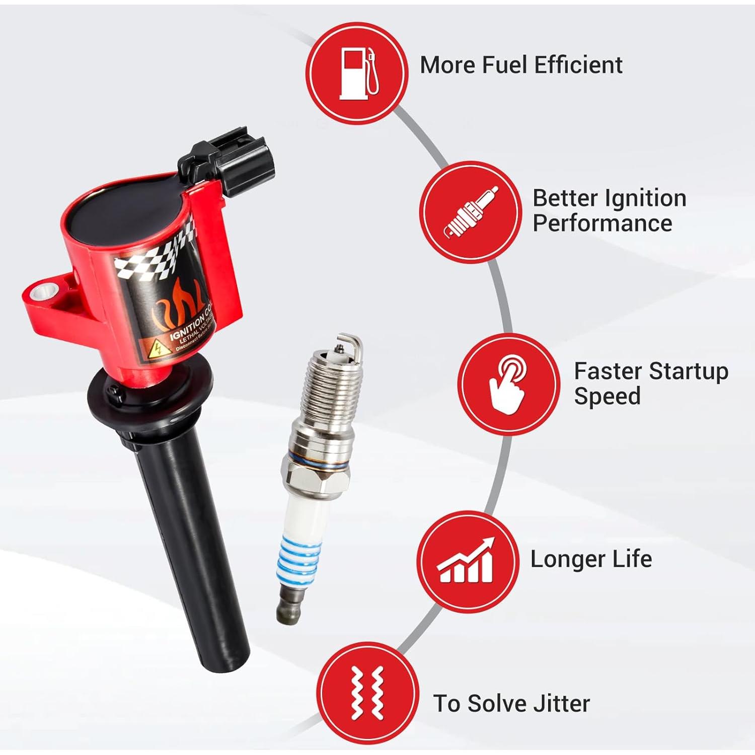Bobinas de Encendido CarBole DG500 y Bujías SP493 - 6 Paquetes