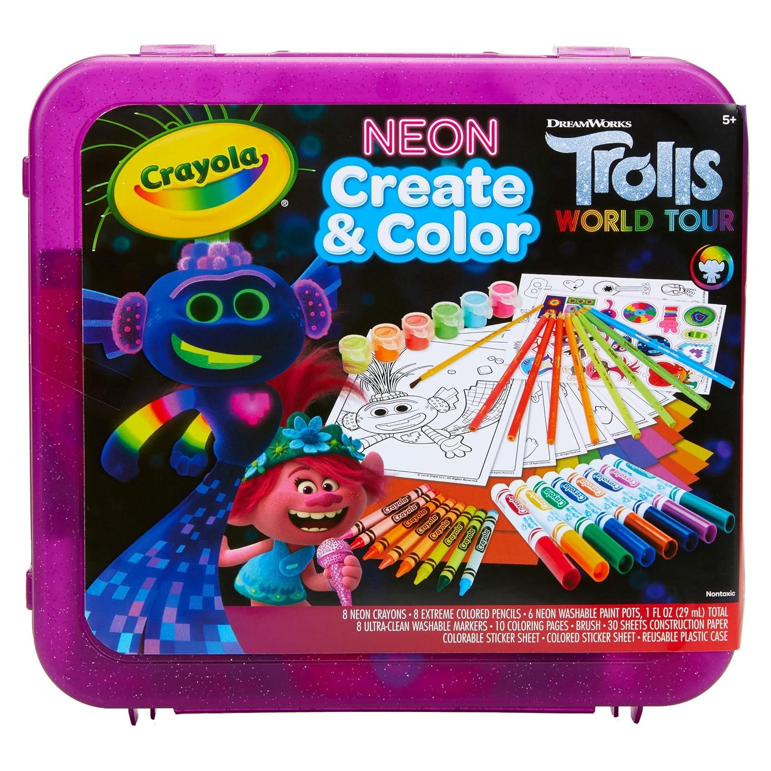 Set de Arte Crayola Trolls 2 Neón con 70 Suministros