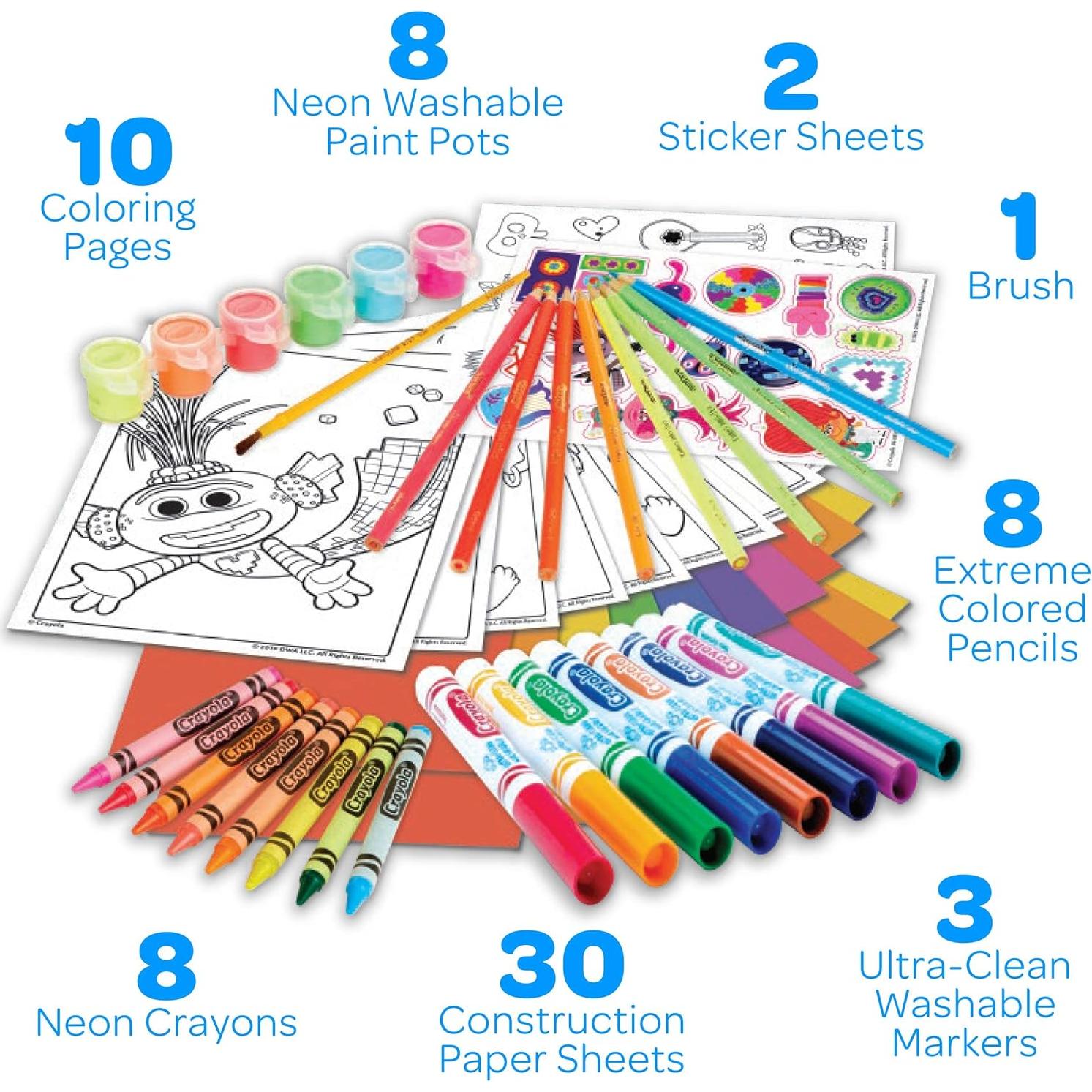 Set de Arte Crayola Trolls 2 Neón con 70 Suministros