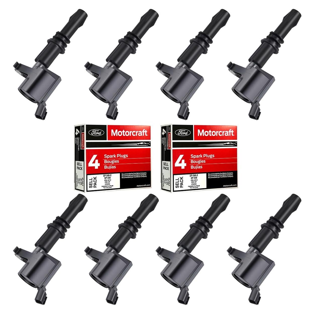 Juego de 8 Bujías Platino y Bobinas MAS DG511 para Ford 5.4L