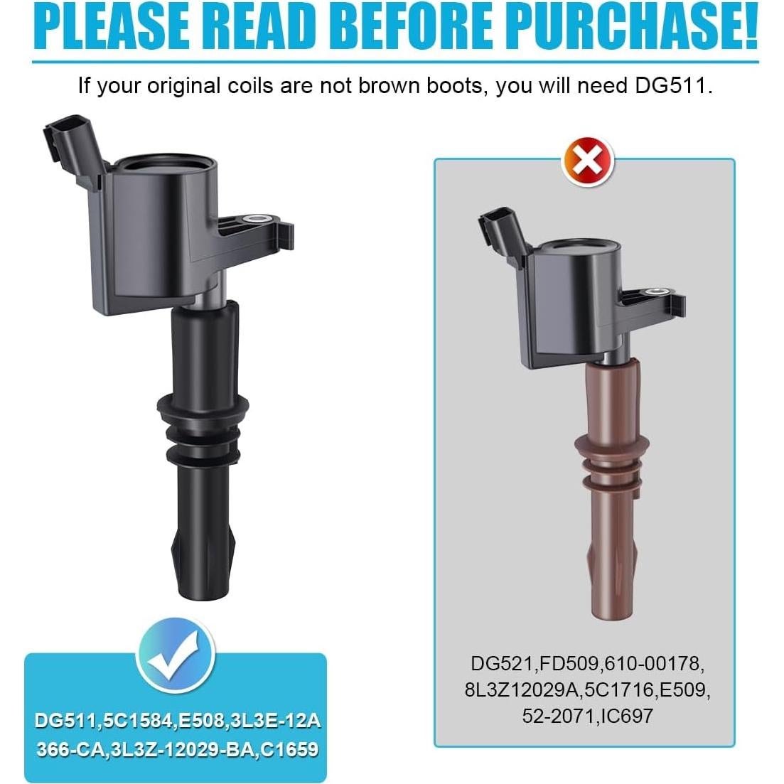 Juego de 8 Bujías Platino y Bobinas MAS DG511 para Ford 5.4L