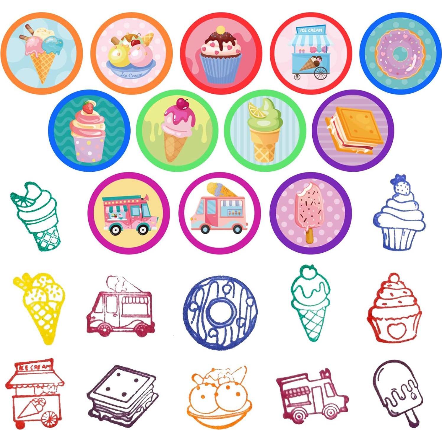 Sellos de Helado Cinrobiye 24 Pcs para Fiestas Infantiles