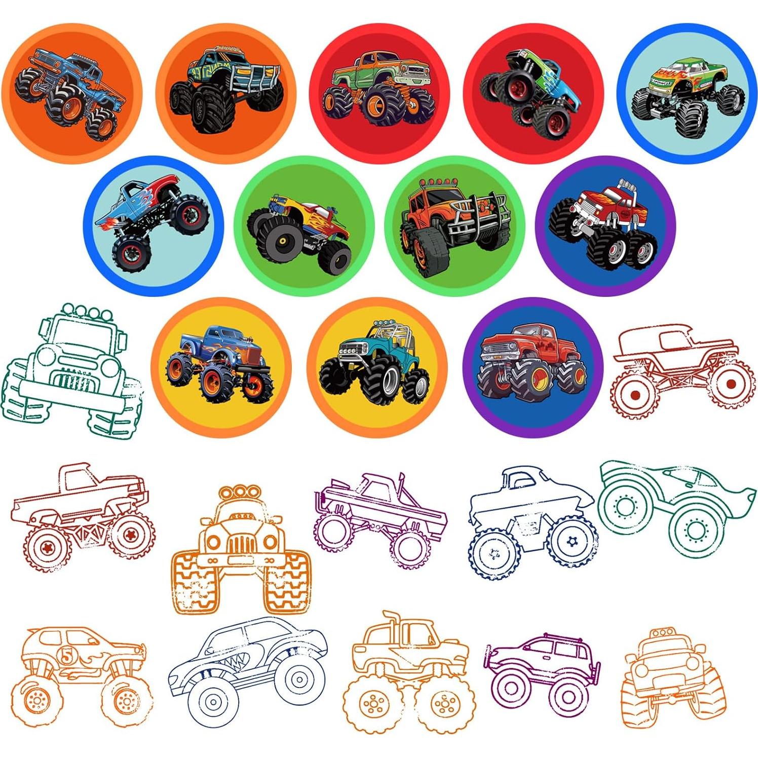 Sellos de Fiesta Camiones Monstruo Cinrobiye 24 Pcs