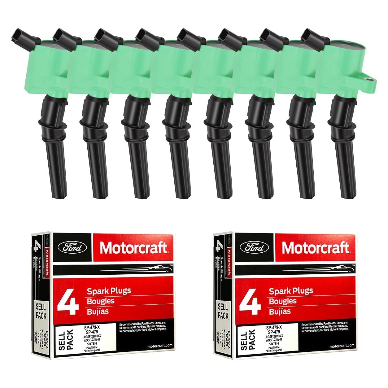Juego de 8 Bobinas de Encendido MAS DG508 + Bujías SP479 Ford