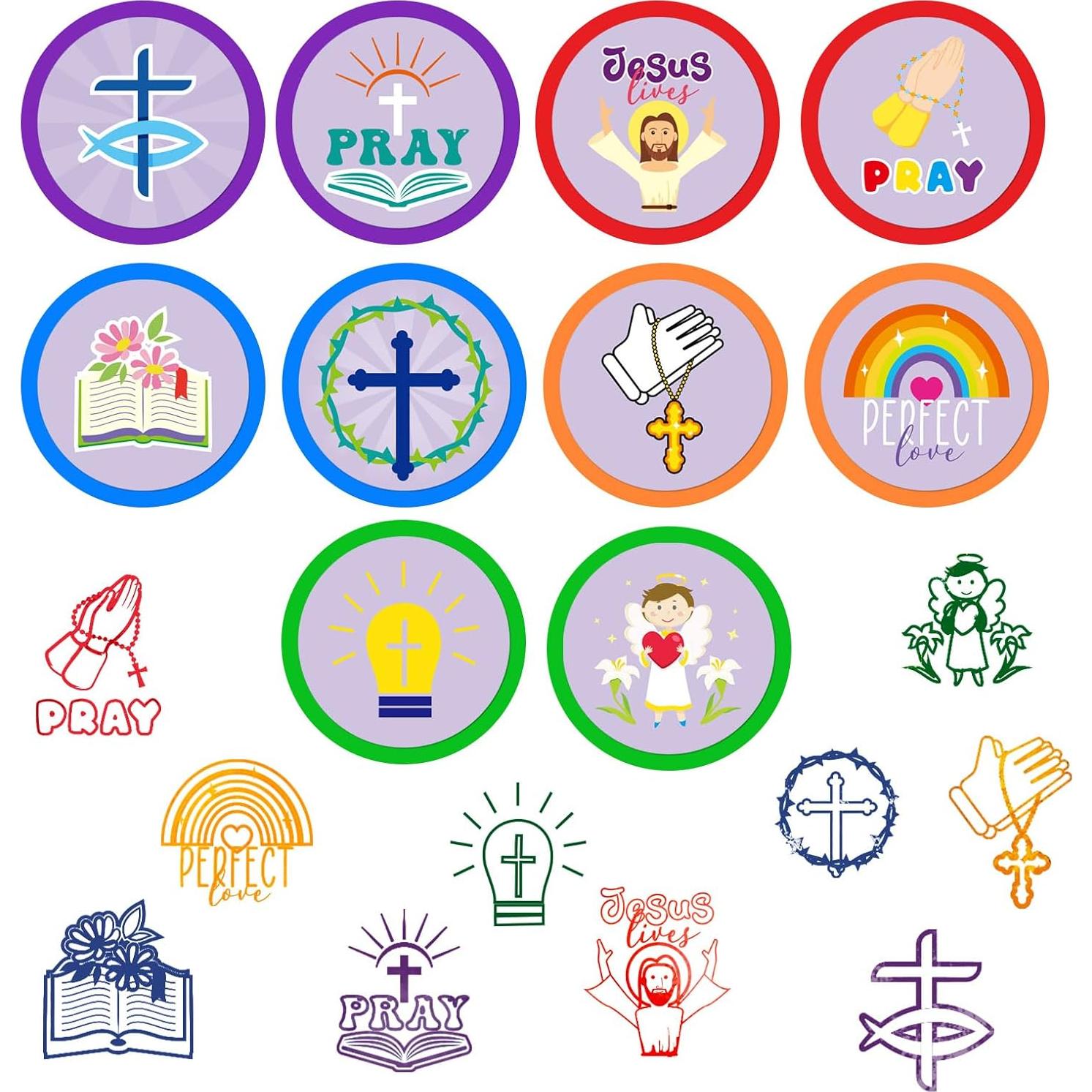 24 Sellos Cristianos Cinrobiye para Manualidades y Fiestas