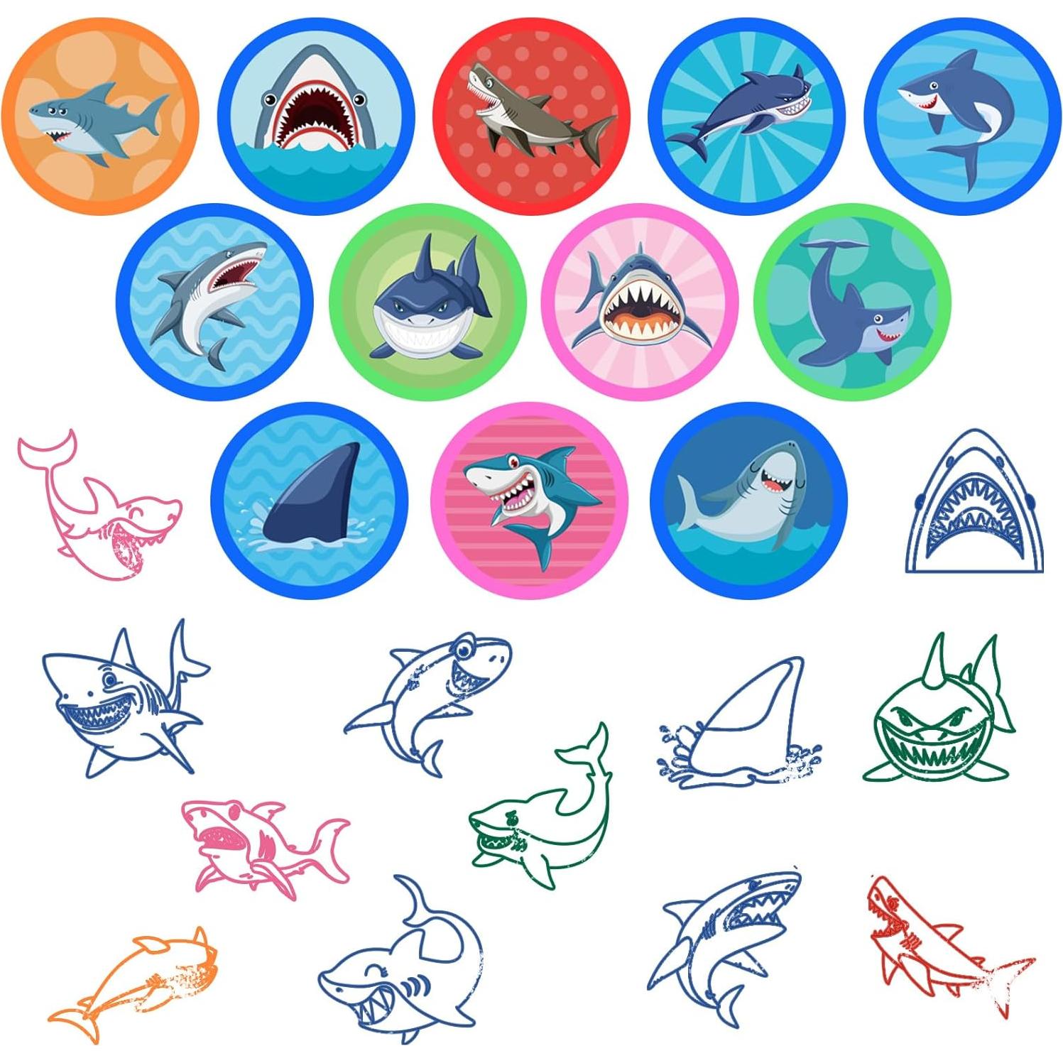 Sellos de Fiesta de Tiburón Cinrobiye 24 Pcs Pre-Inkados