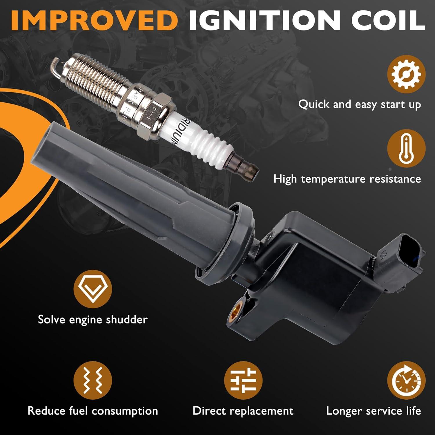 Paquete de Bobinas de Encendido y Bujías HQPASFY UF621 para Ford y Lincoln