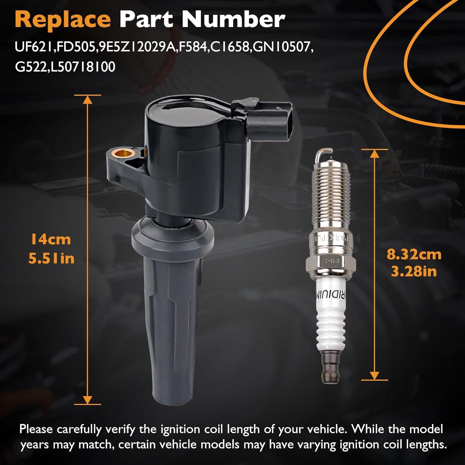 Paquete de Bobinas de Encendido y Bujías HQPASFY UF621 para Ford y Lincoln