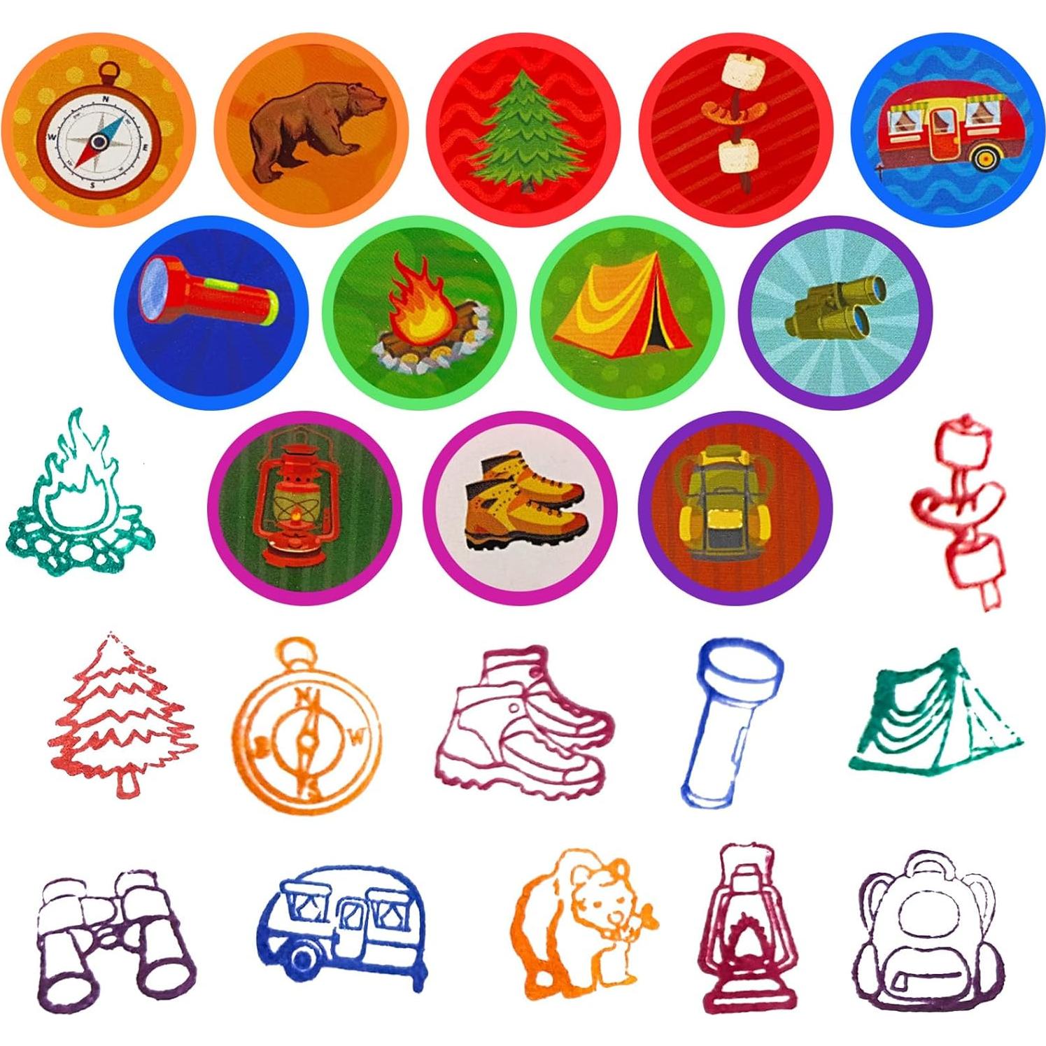 Sellos de Camping Cinrobiye 24 Pcs para Niños y Niñas