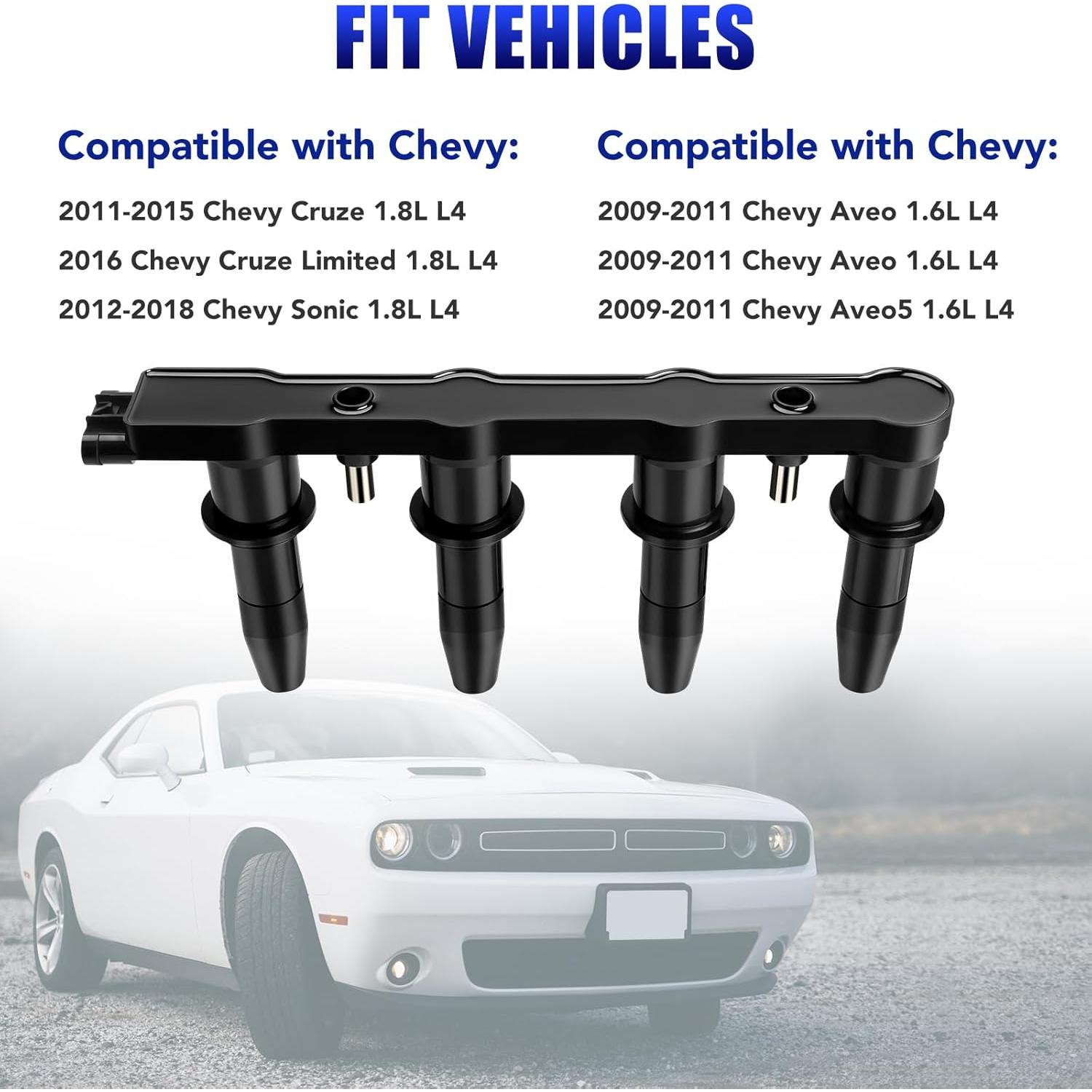 Paquete de bobina de encendido y 4 bujías LCWRGS 1.8L Chevy