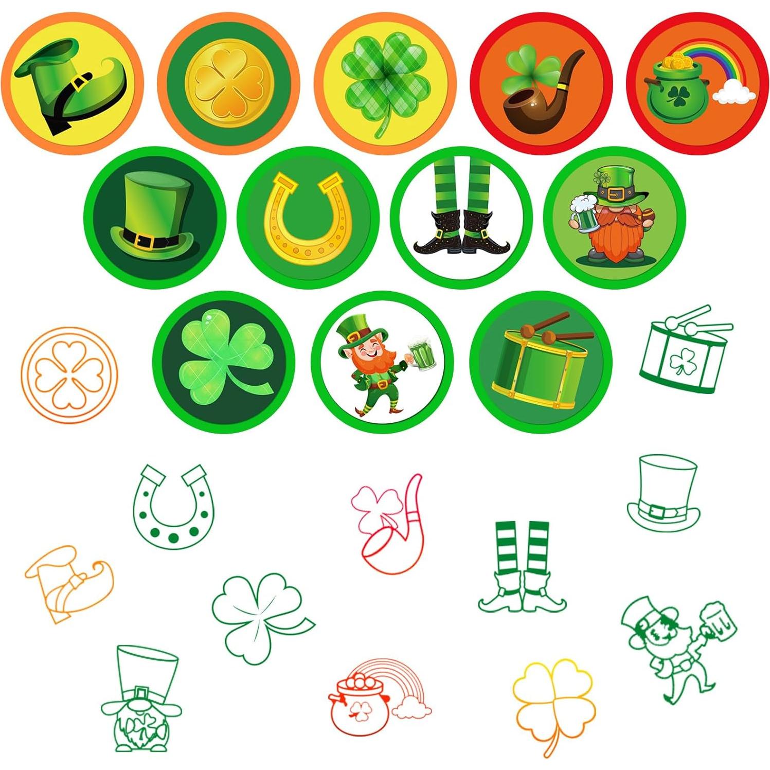 24 Sellos Fiesta San Patricio Cinrobiye 3,81 cm Verde