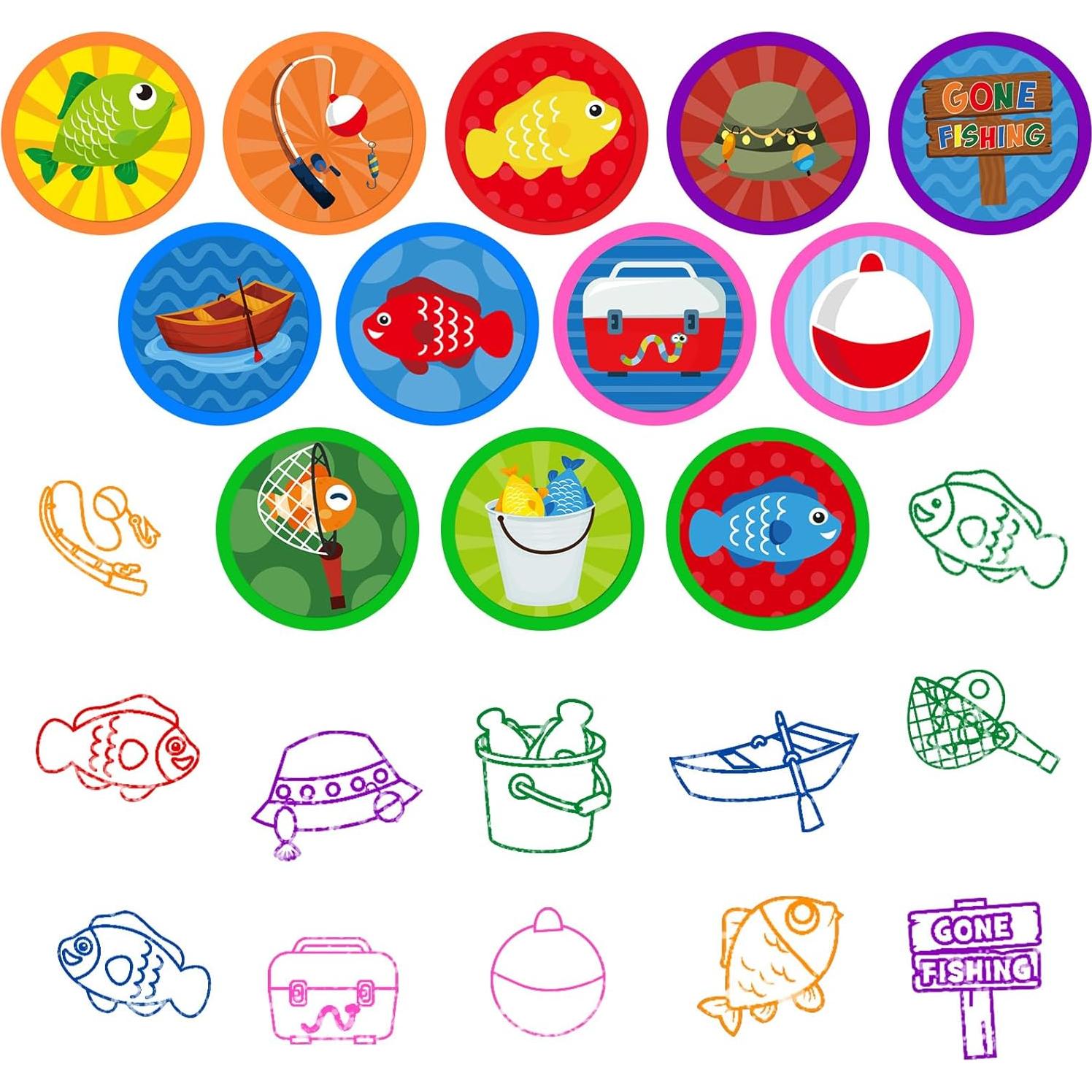 Sellos de Fiesta de Pesca Cinrobiye 24 PCS para Niños