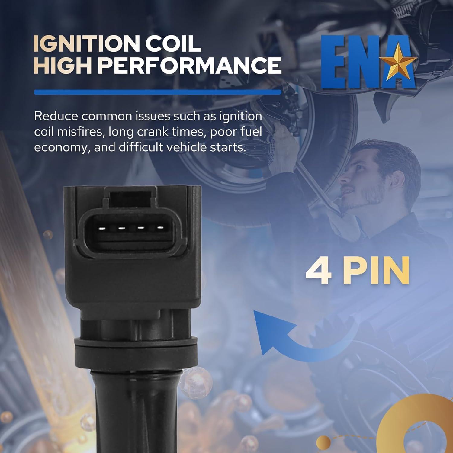 Bobinas de Encendido ENA UF656 Juego de 4 para Mazda 3 6 CX-3 CX-5