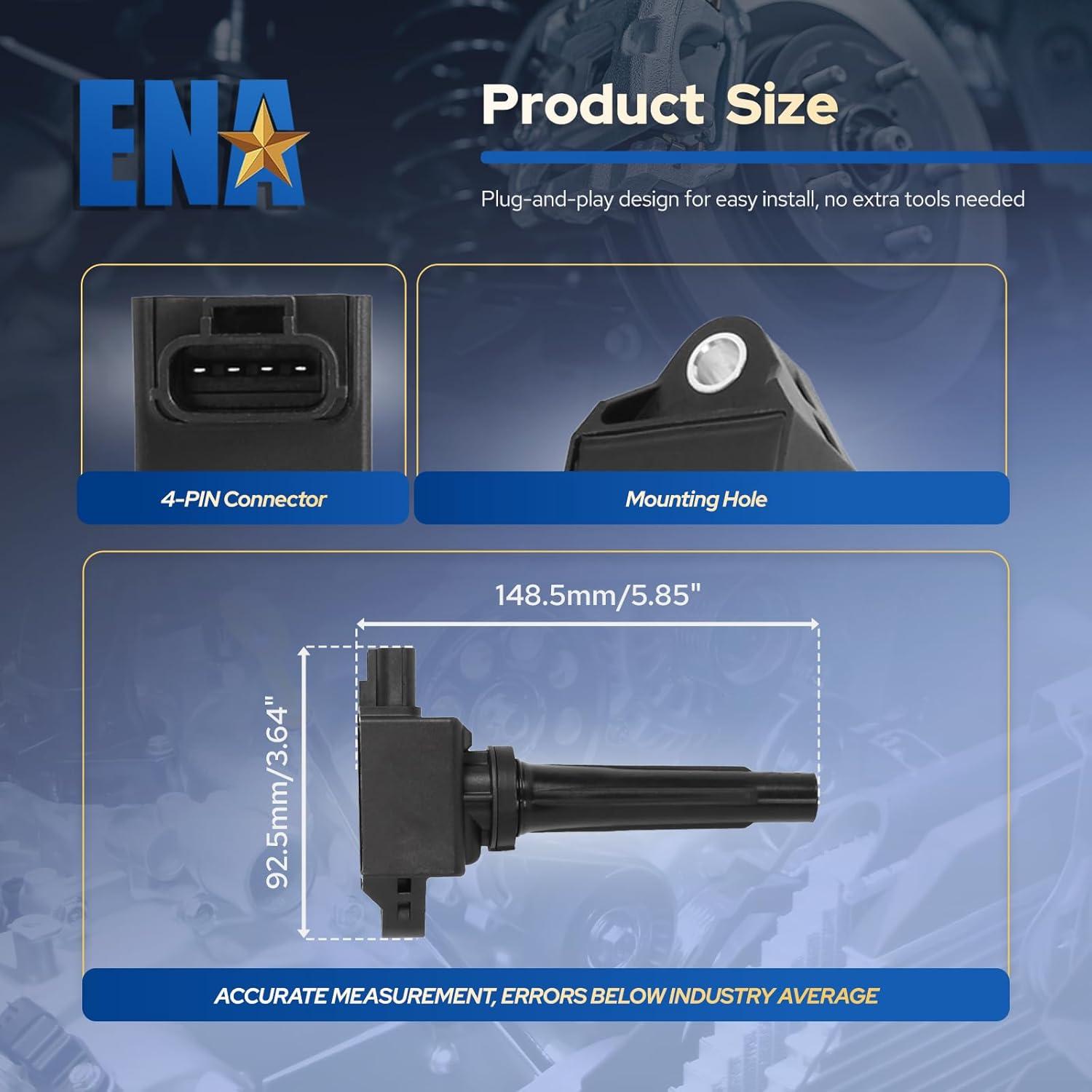 Bobinas de Encendido ENA UF656 Juego de 4 para Mazda 3 6 CX-3 CX-5