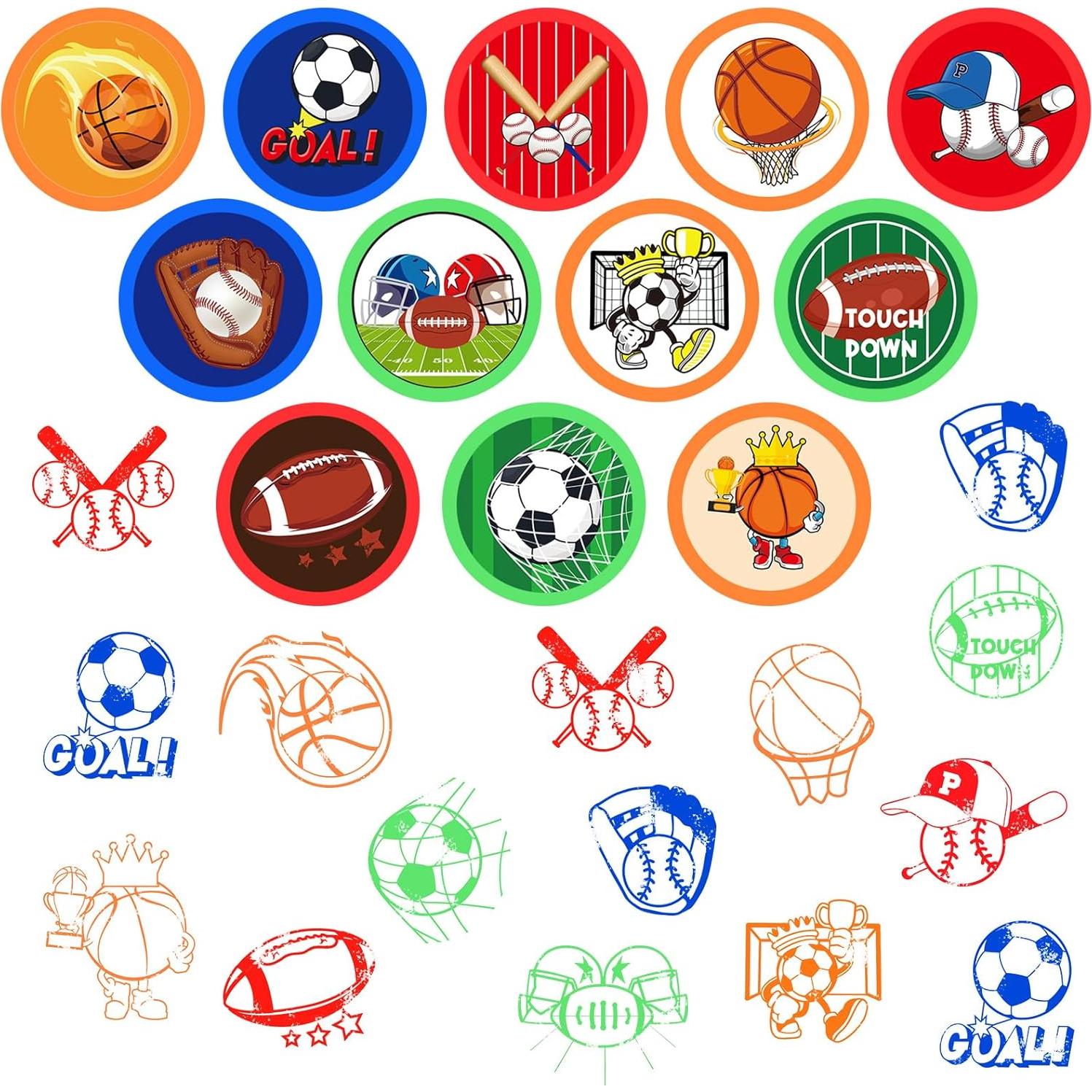 Sellos Temáticos de Deportes Cinrobiye 24 Pcs Pre-Inkados