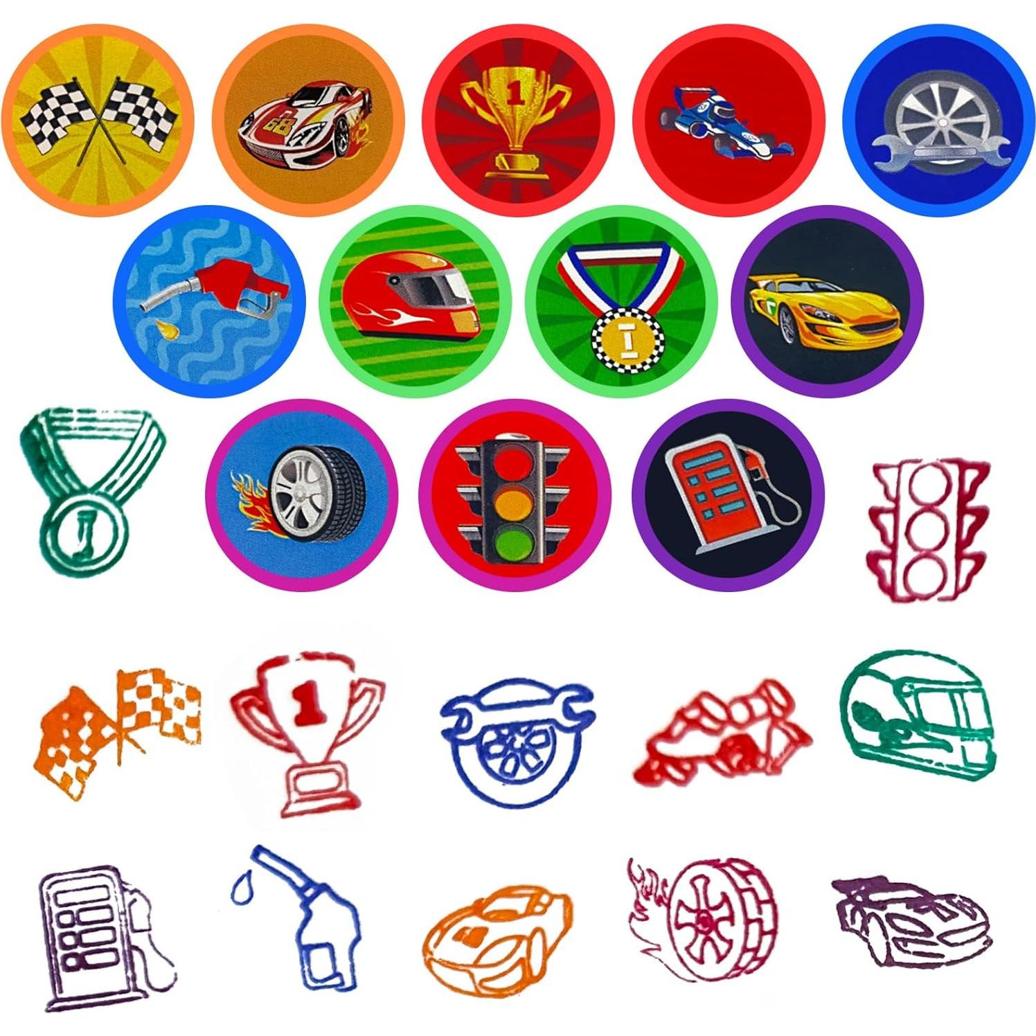 Sellos de Coche de Carreras Cinrobiye 24 Pcs para Niños