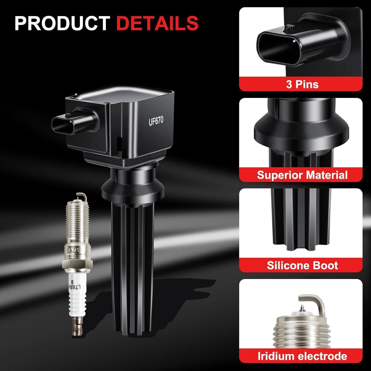 Bobinas de Encendido y Bujías de Iridio GPMMWPG UF670 - Juego de 4