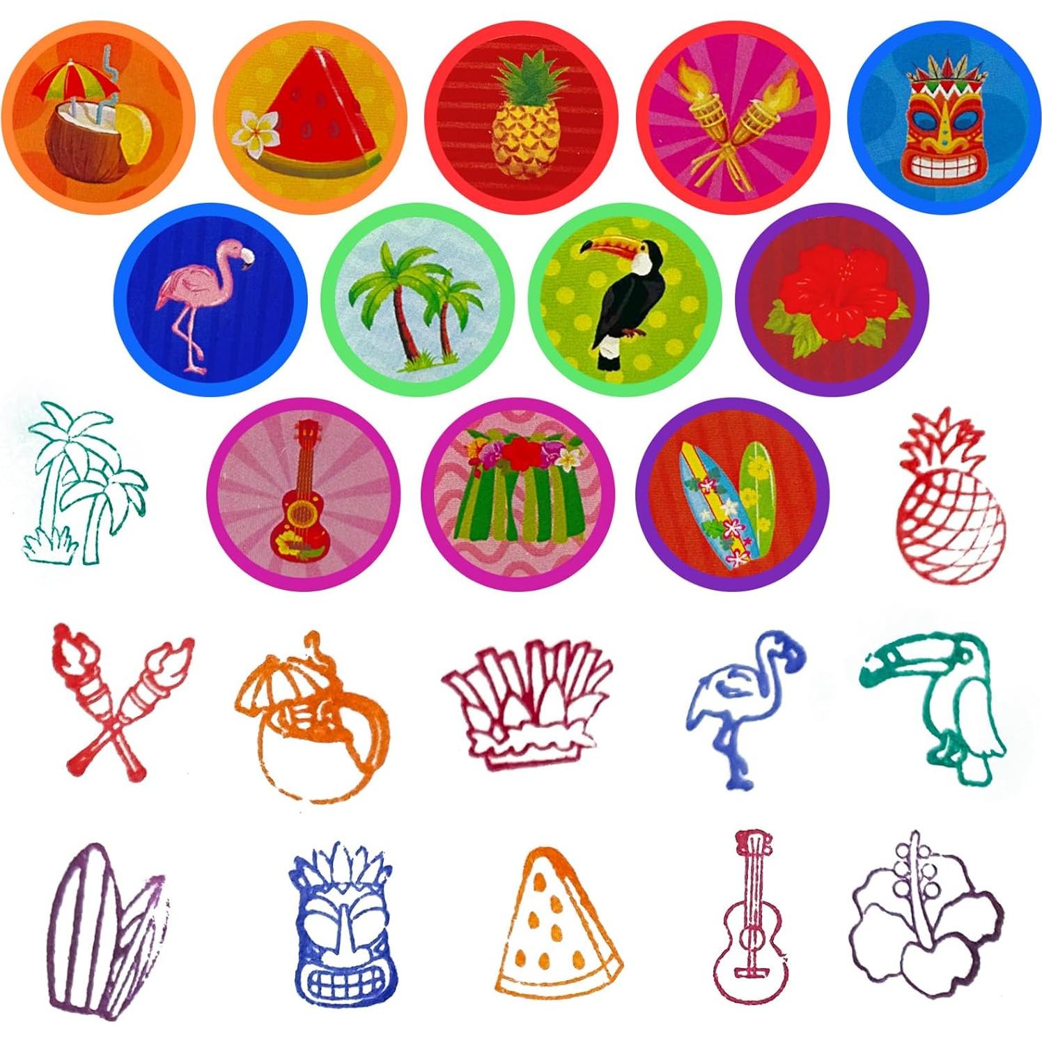 Sellos Luau Hawaiano 24 Pcs Cinrobiye para Fiesta Tropical