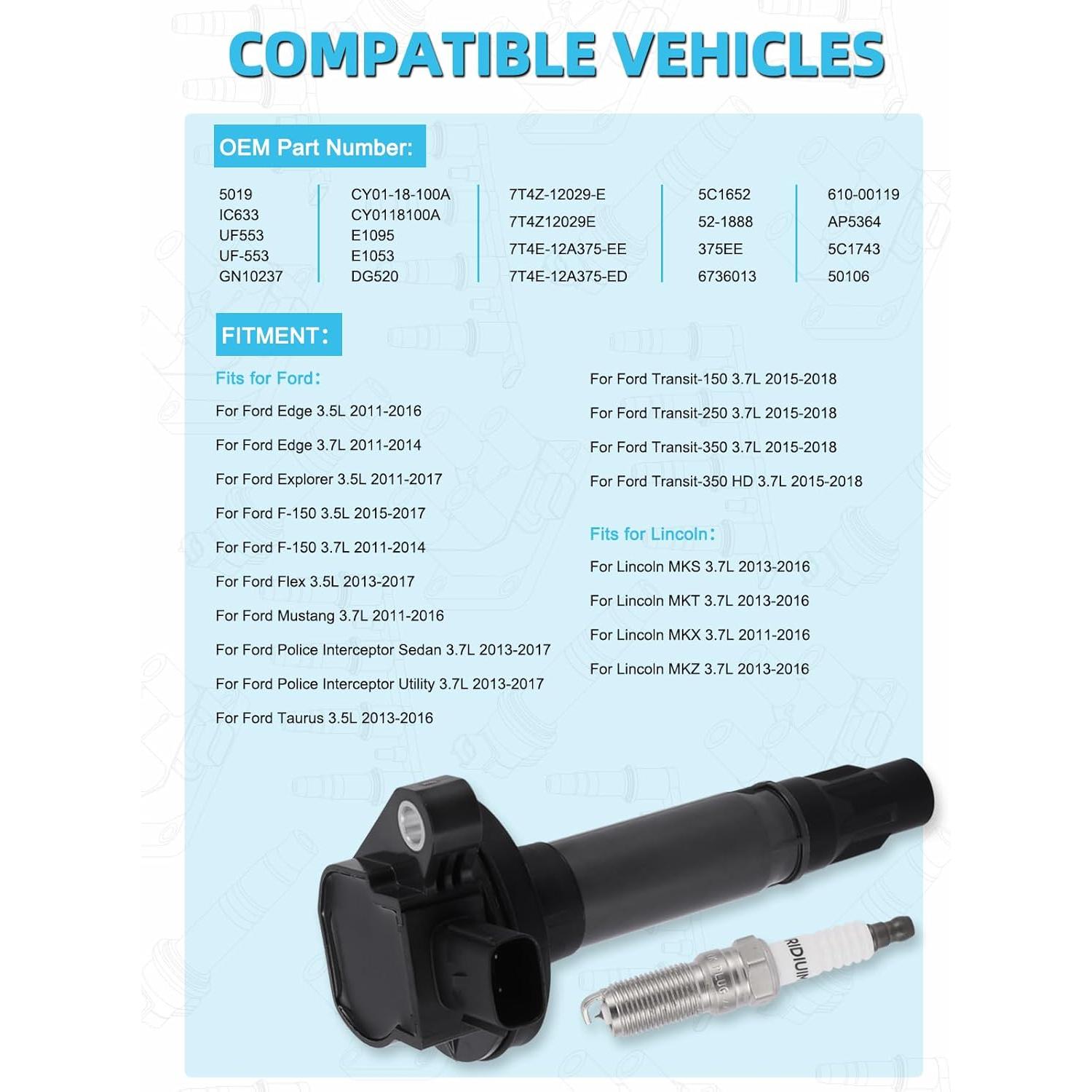 Juego de 6 Bobinas de Encendido TAUTOY UF553 para Ford y Lincoln