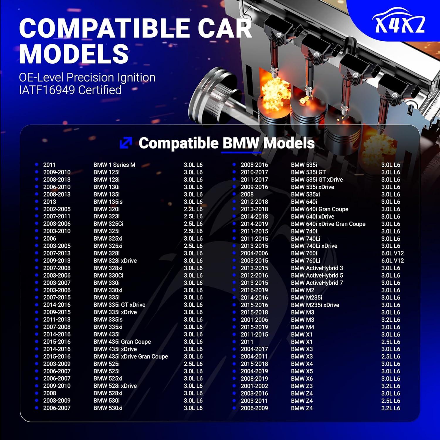 Bobinas de Encendido X4XZ UF667 6pcs para BMW 1-7 Serie