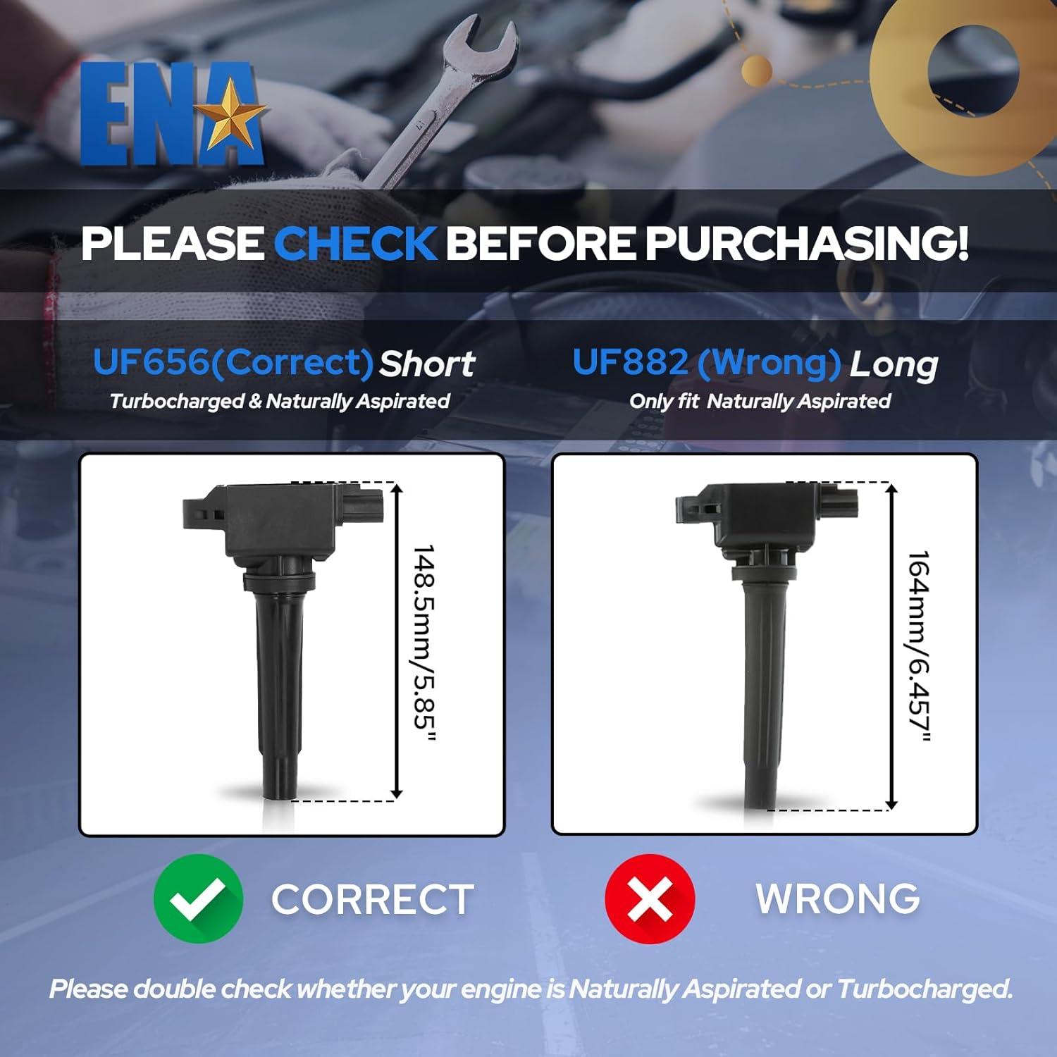 ENA Juego de 4 Bobinas de Encendido y 4 Bujías Iridio Mazda