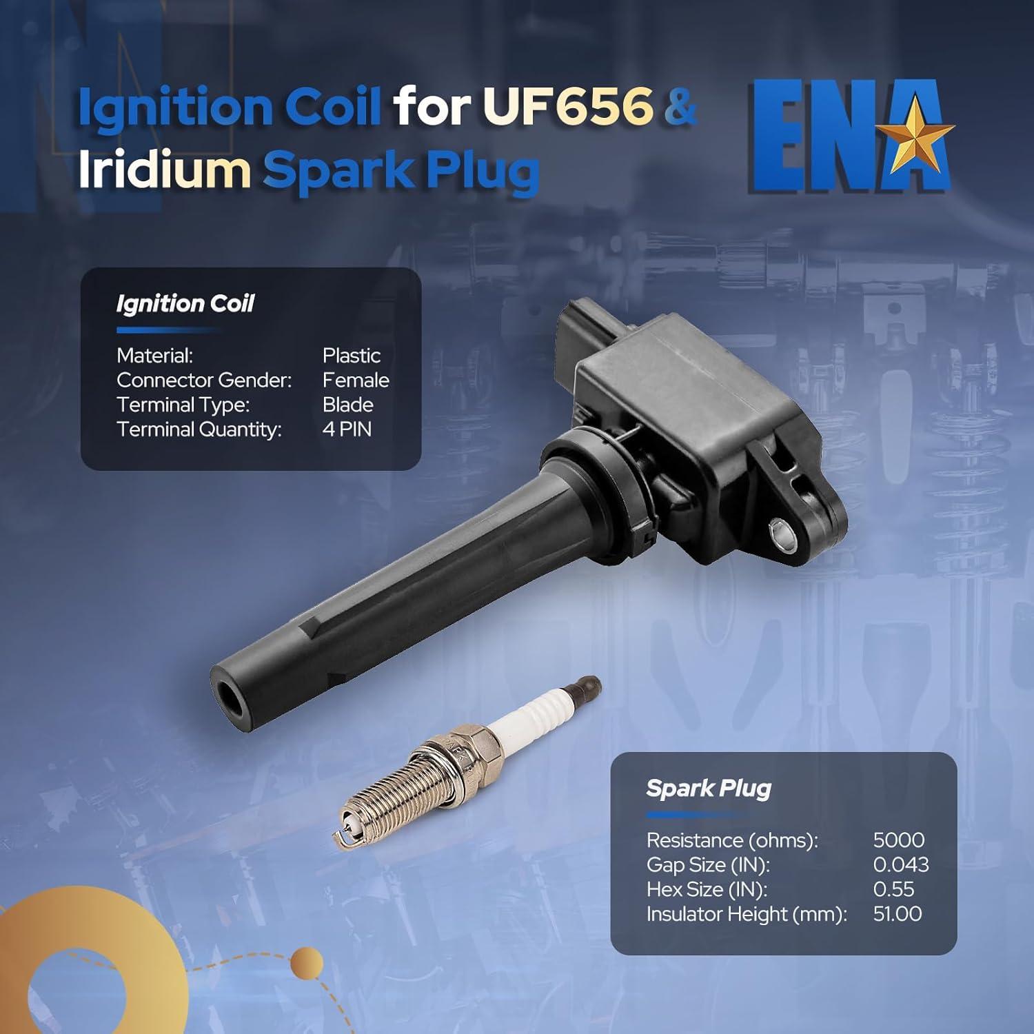 ENA Juego de 4 Bobinas de Encendido y 4 Bujías Iridio Mazda