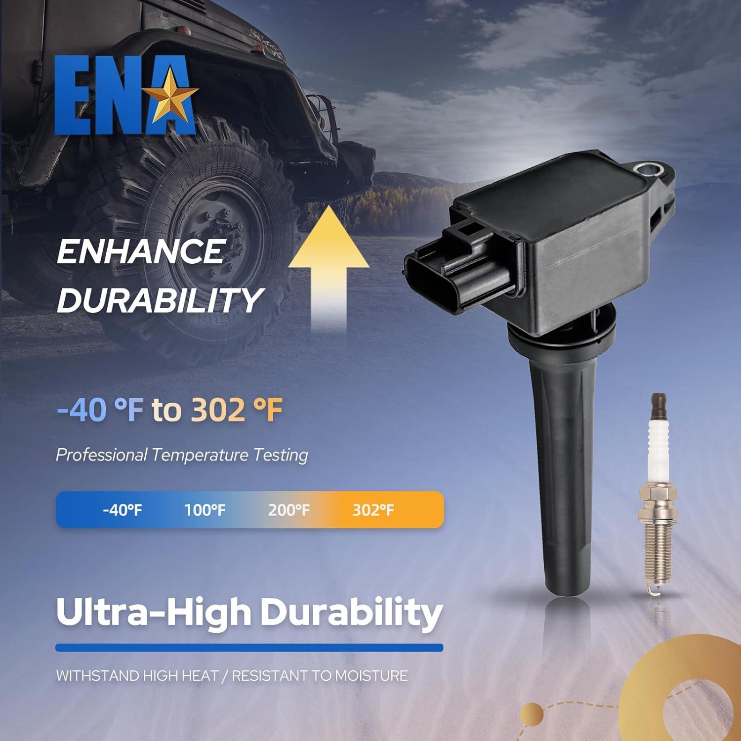 ENA Juego de 4 Bobinas de Encendido y 4 Bujías Iridio Mazda