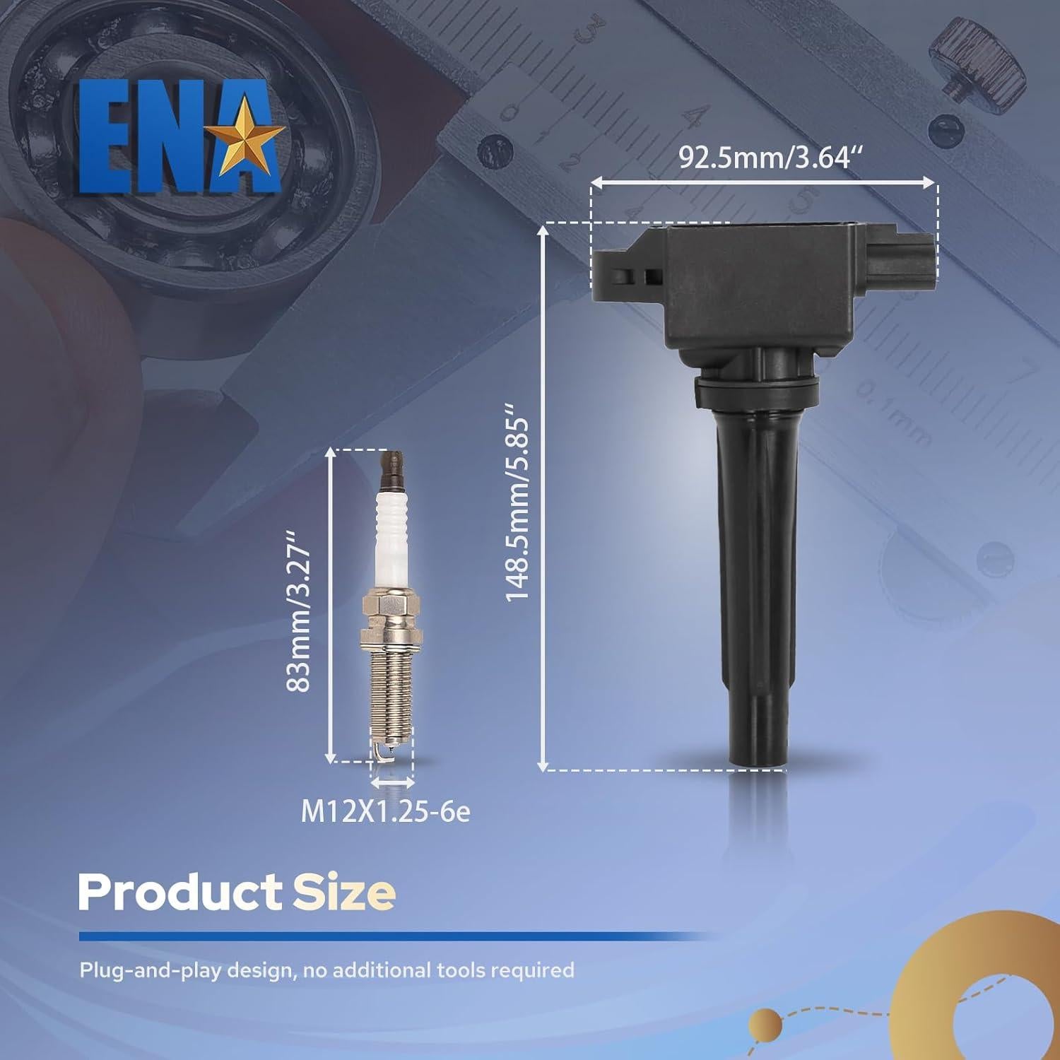 ENA Juego de 4 Bobinas de Encendido y 4 Bujías Iridio Mazda