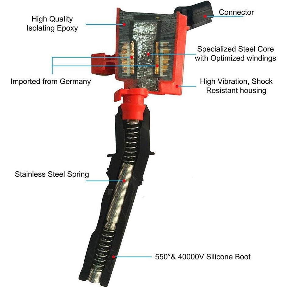 Paquete de 8 Bobinas de Encendido Big-Autoparts DG508 Rojo