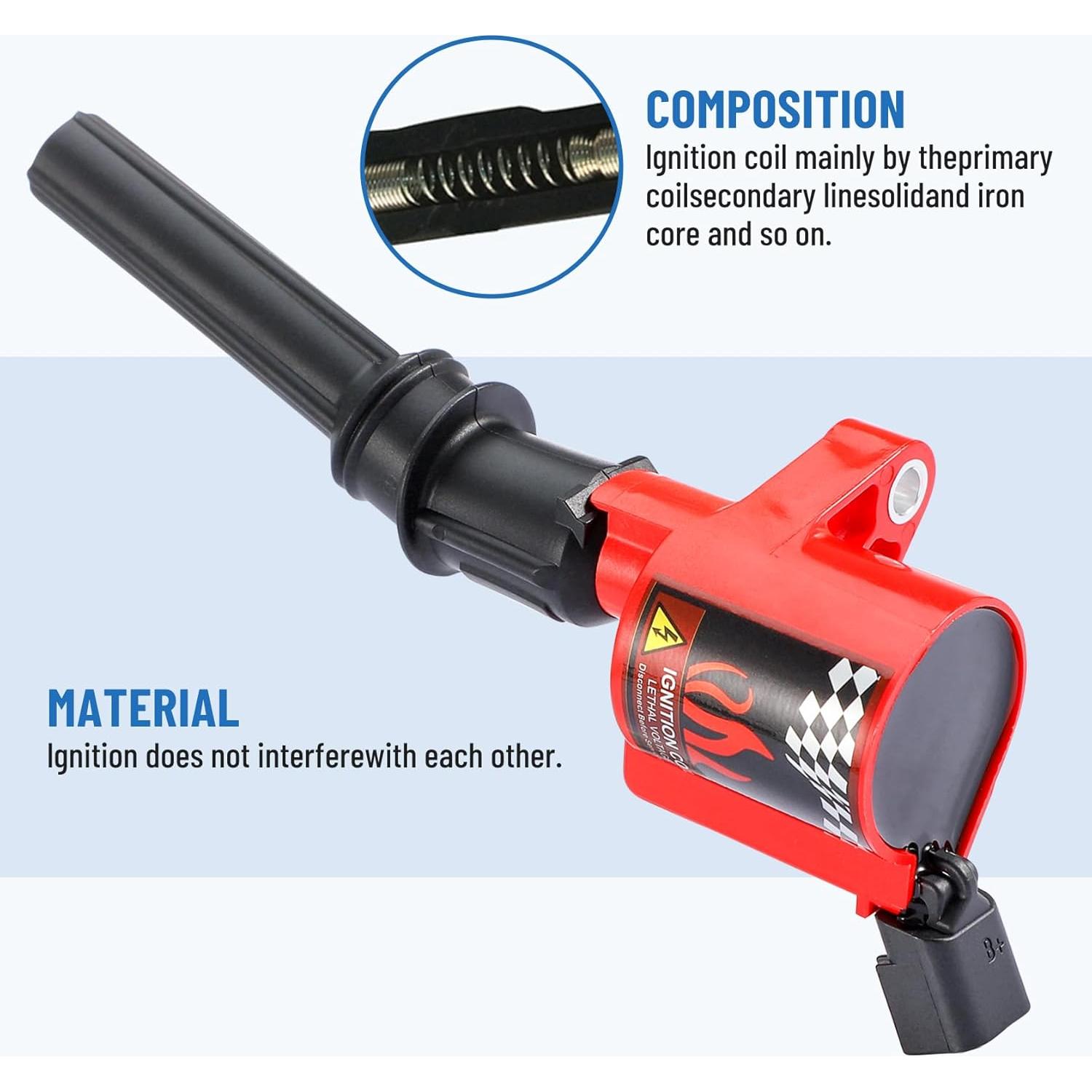 Paquete de 8 Bobinas de Encendido Big-Autoparts DG508 Rojo