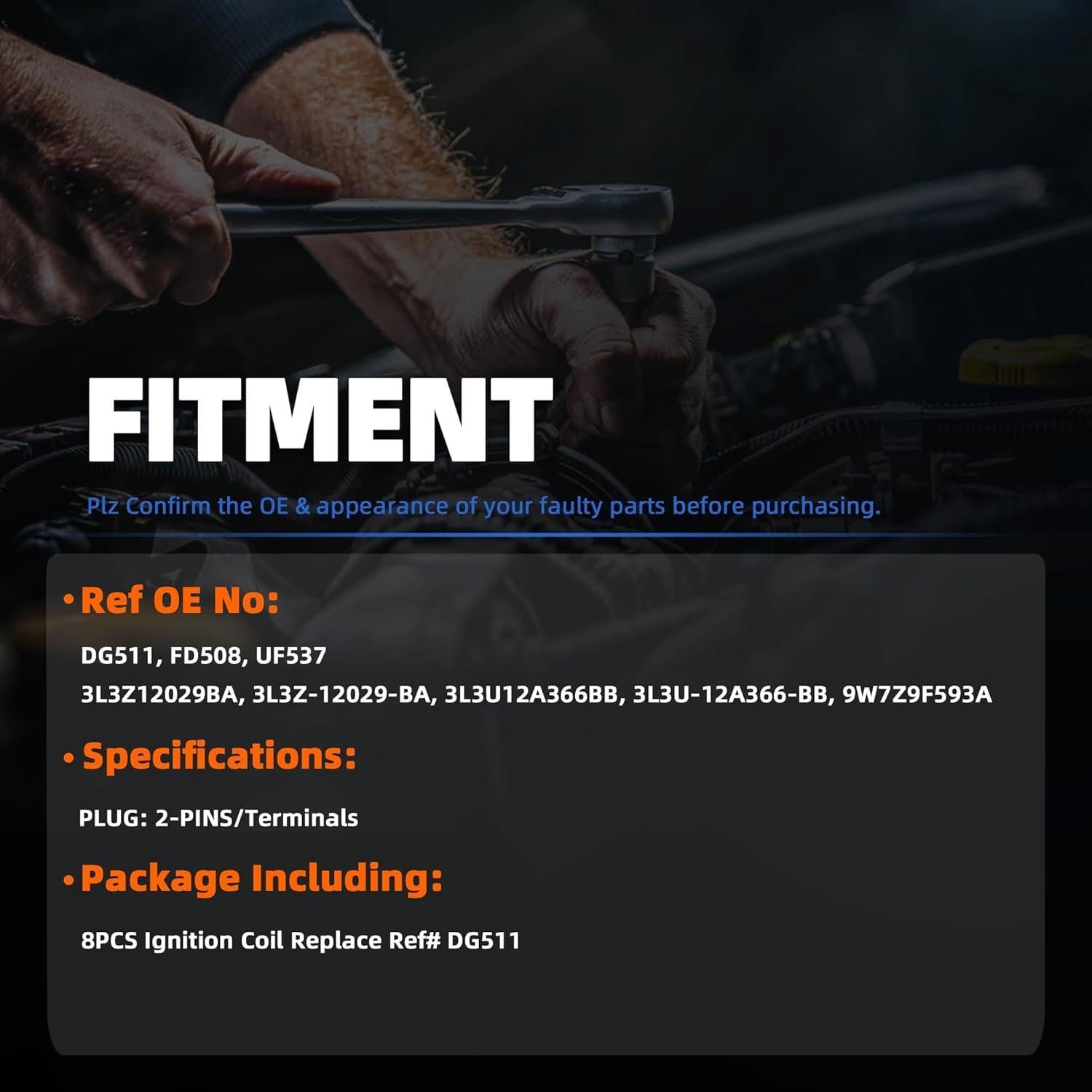 Paquete de bobinas de encendido y bujías Ultramindz DG511 para Ford 5.4L