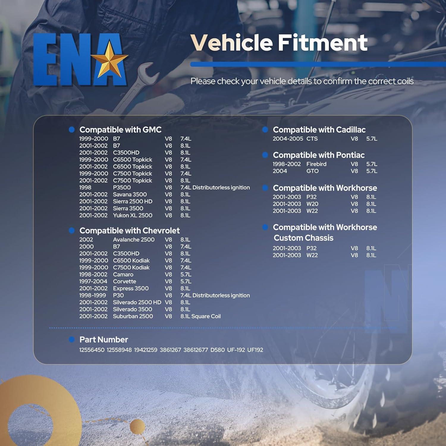 Bobinas de Encendido ENA para Chevrolet V8 5.7L 8 Piezas