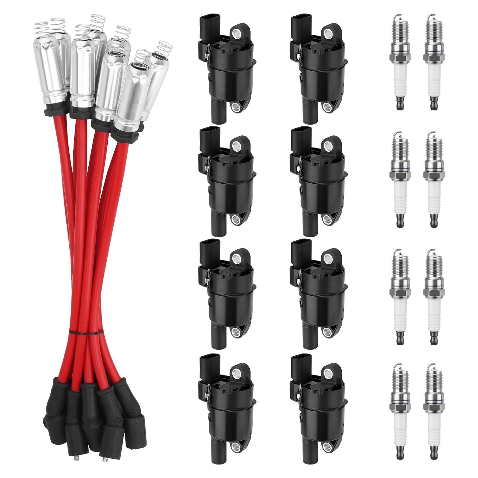 Juego de 8 Bobinas de Encendido Redondas YEHERIT UF414 con Cables y Bujías