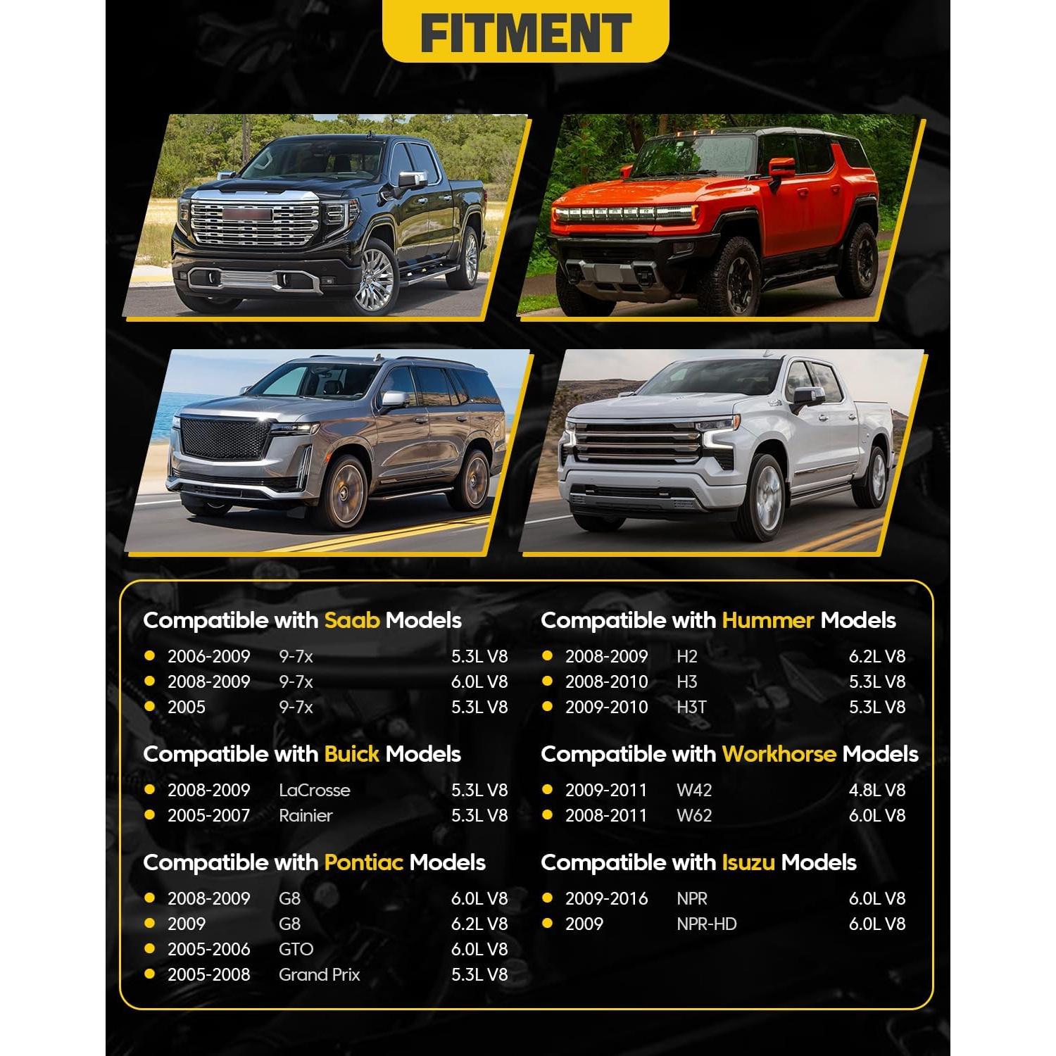 Juego de 8 Bobinas de Encendido Redondas YEHERIT UF414 con Cables y Bujías