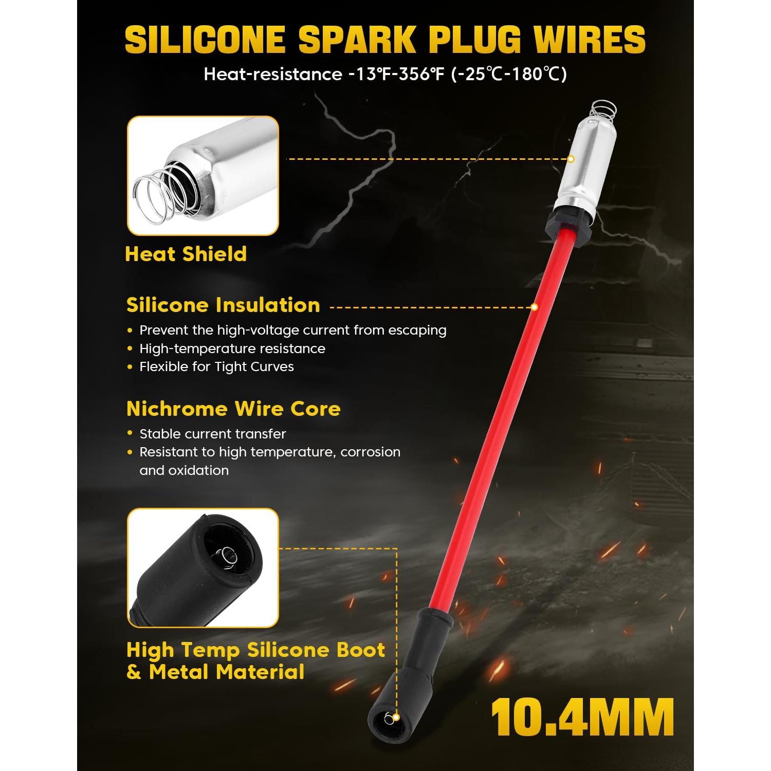 Juego de 8 Bobinas de Encendido Redondas YEHERIT UF414 con Cables y Bujías