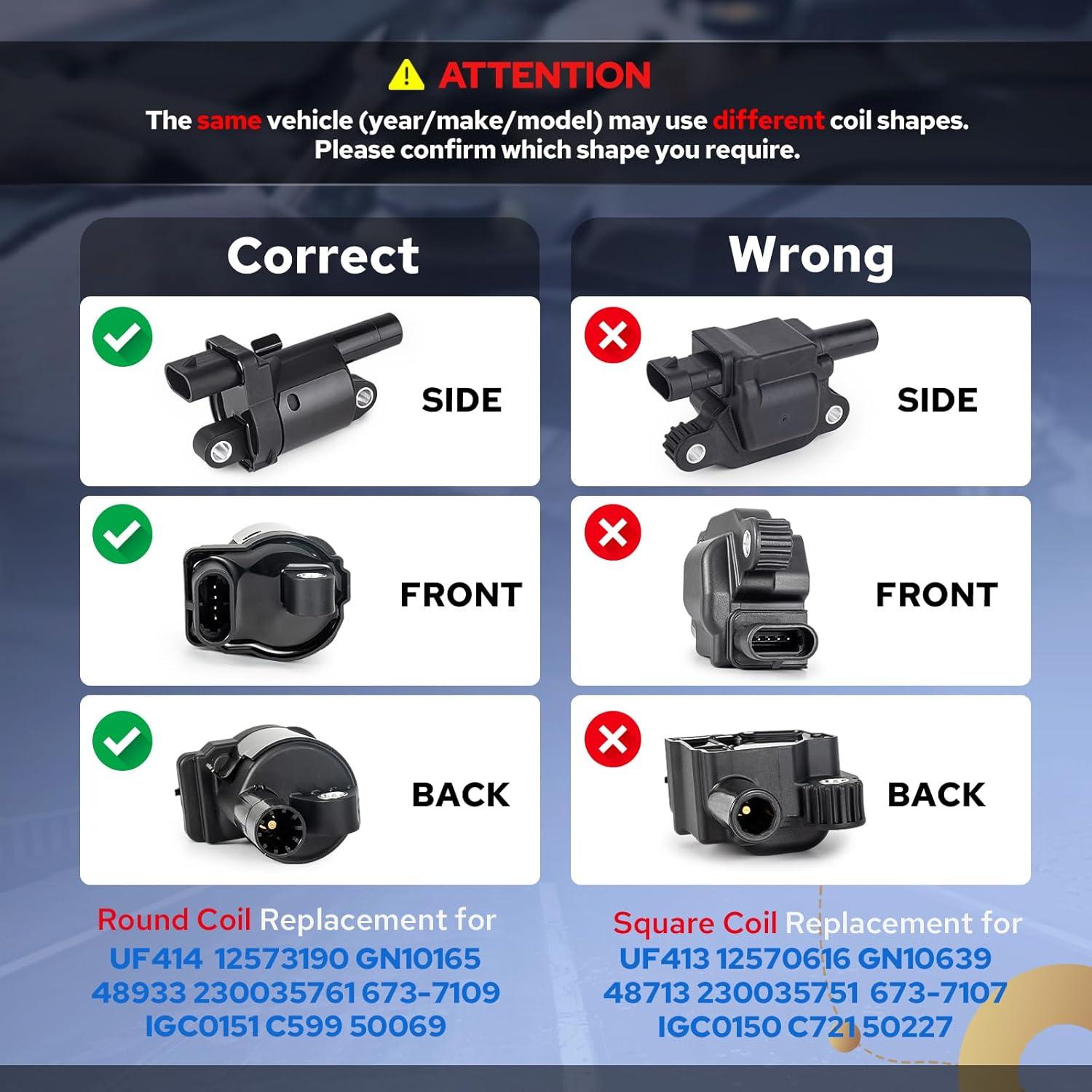 Juego de 8 Bobinas de Encendido Redondas ENA UF414 para Chevy/GMC