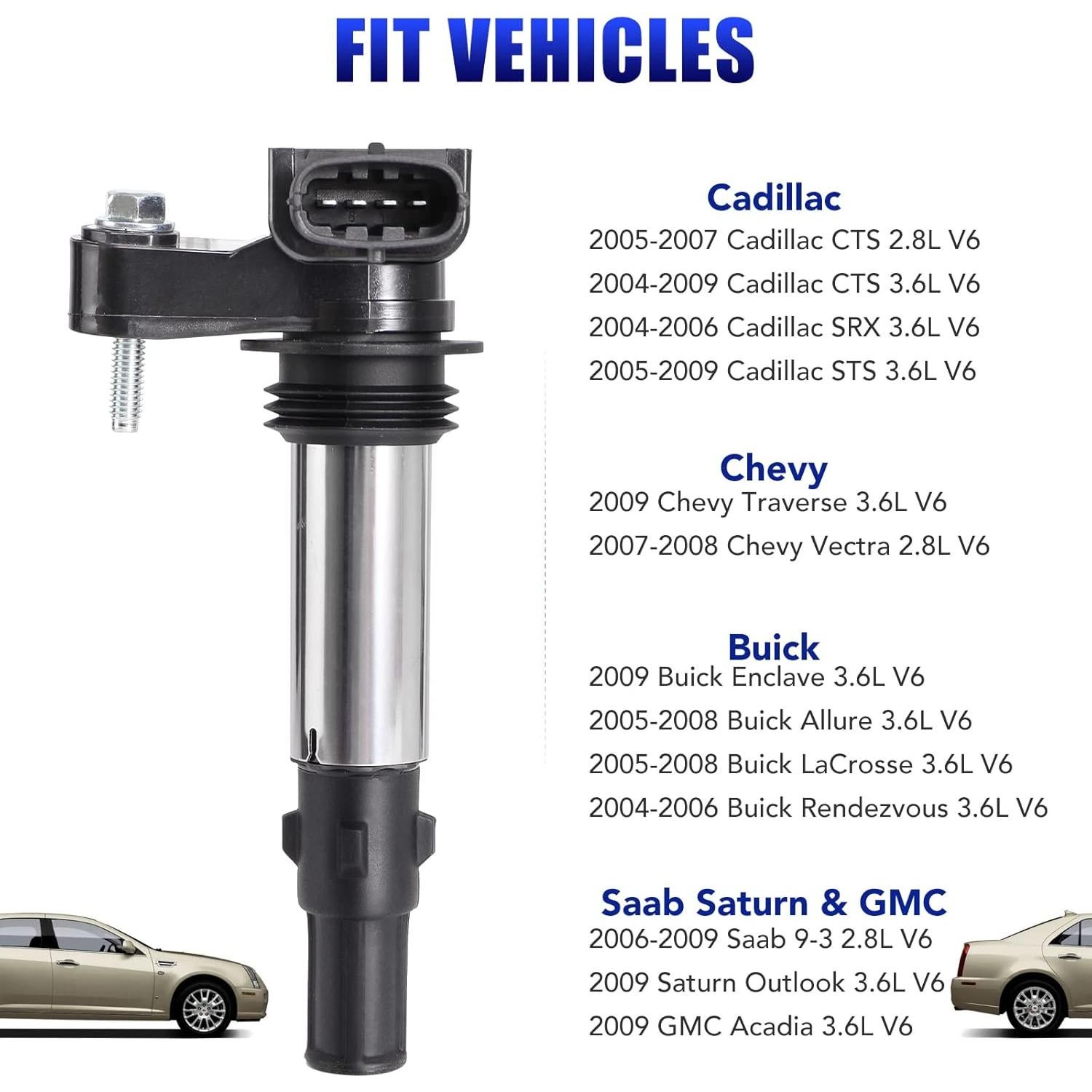 Juego de 6 Bobinas de Encendido LCWRGS para Cadillac V6 2.8L 3.6L