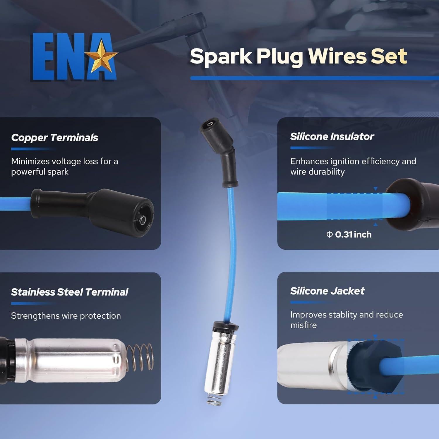 Kit de Bobinas de Encendido y Cables ENA D585 UF262 Azul