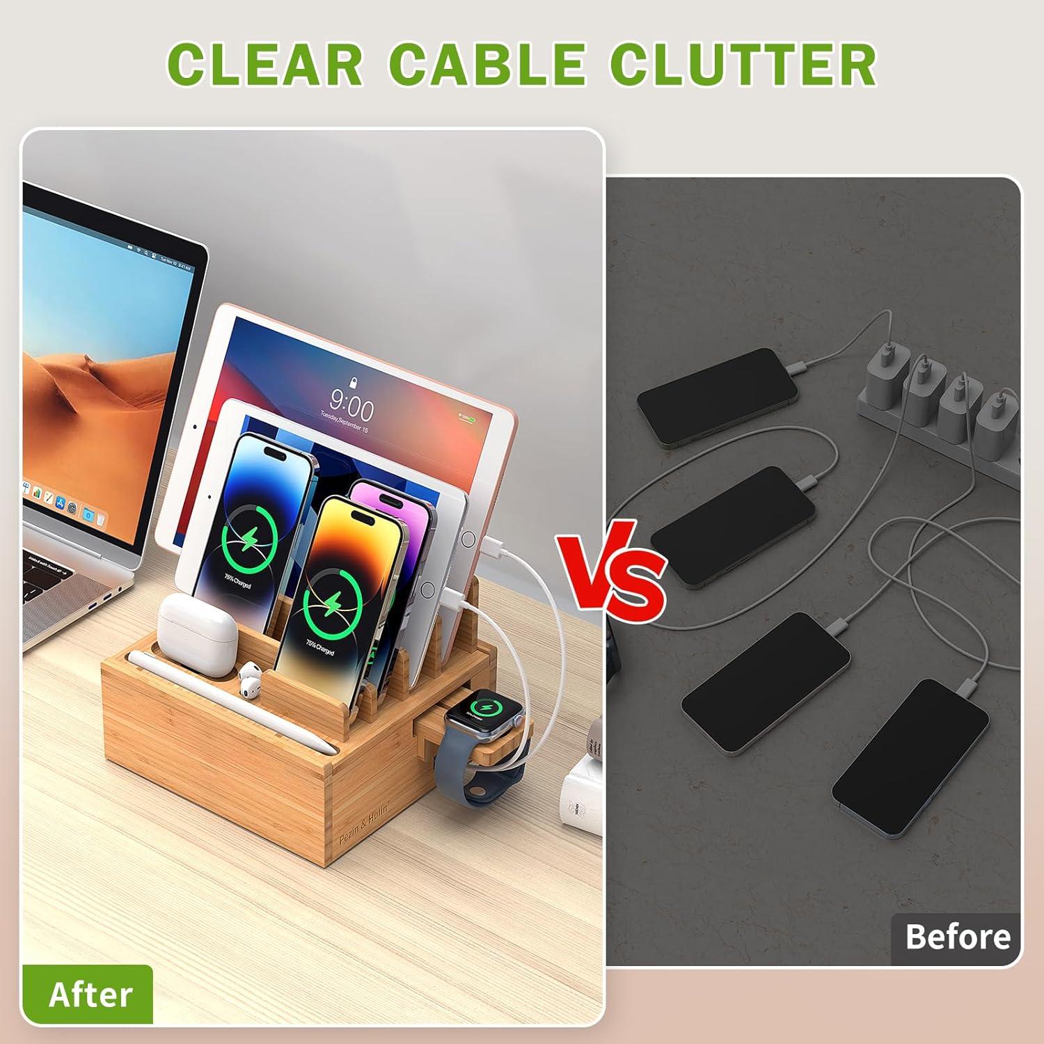 Estación de Carga de Bambú Pezin & Hulin 5 Puertos Soporte