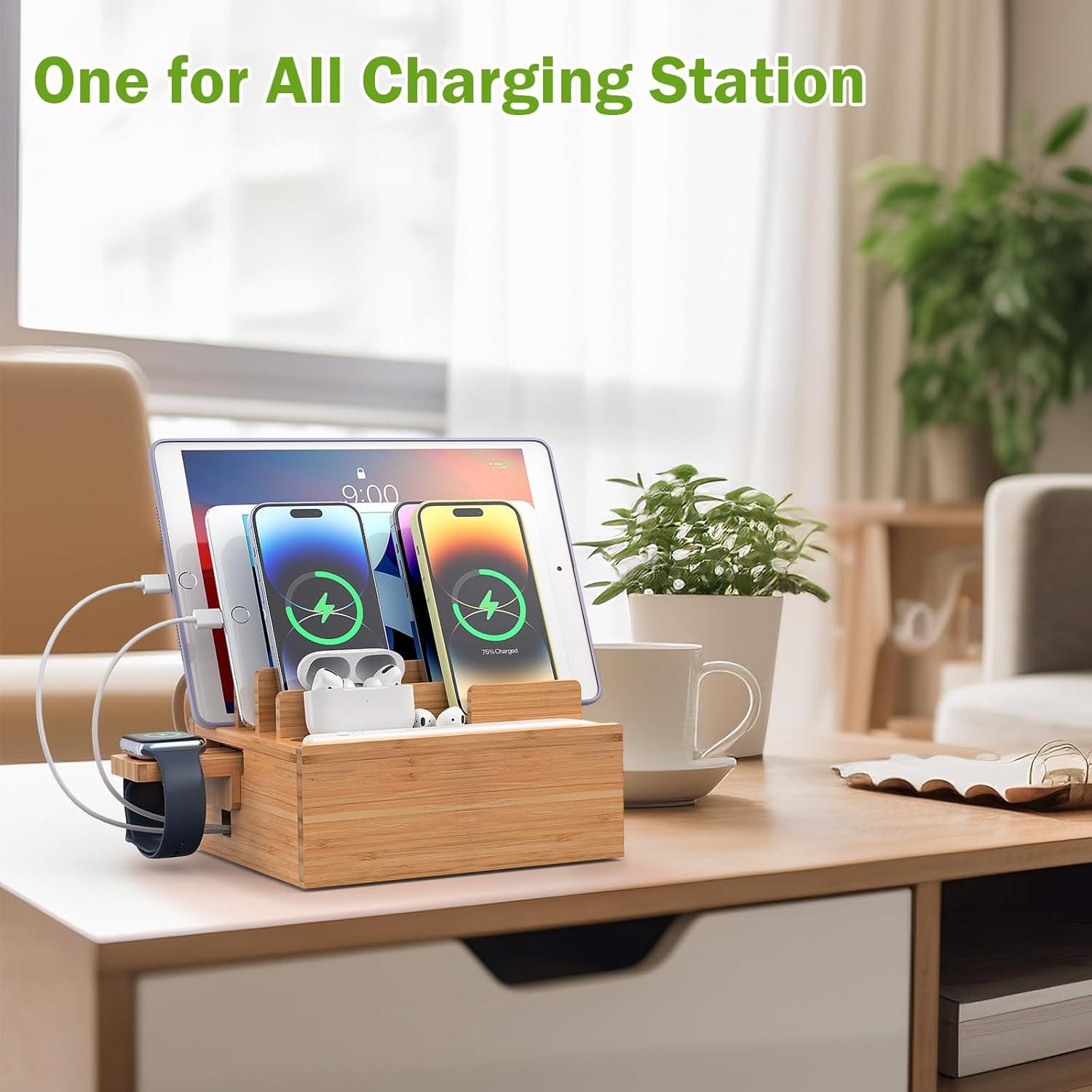 Estación de Carga de Bambú Pezin & Hulin 5 Puertos Soporte