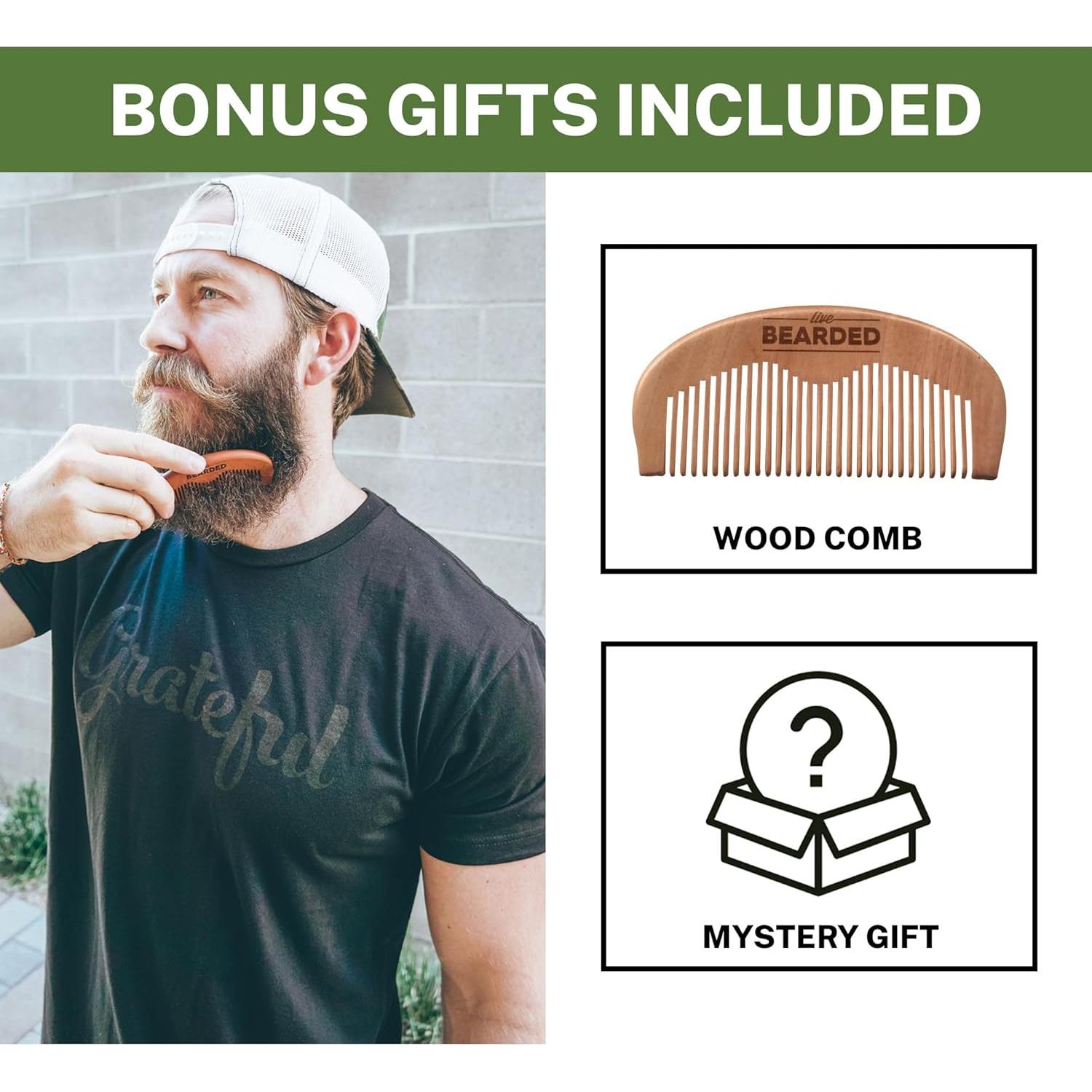 Kit de Cuidado de Barba Live Bearded con Peine y Fragancias