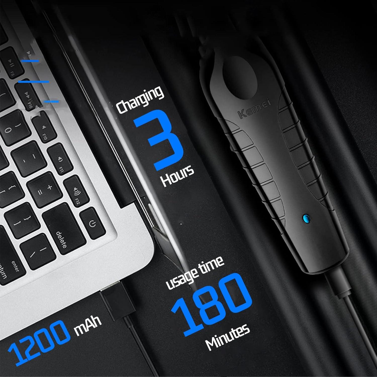 Cortadora de Cabello KEMEI KM-2299 Inalámbrica 11 Peines